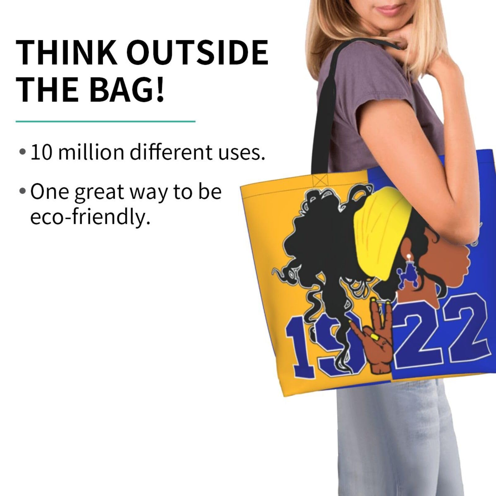 Sorority Tote Bag for Women - 1922 Reusable Fashion Beach Bag & Large Shoulder Shopping Bag - Perfect for College, Beach Trips, and Everyday Use