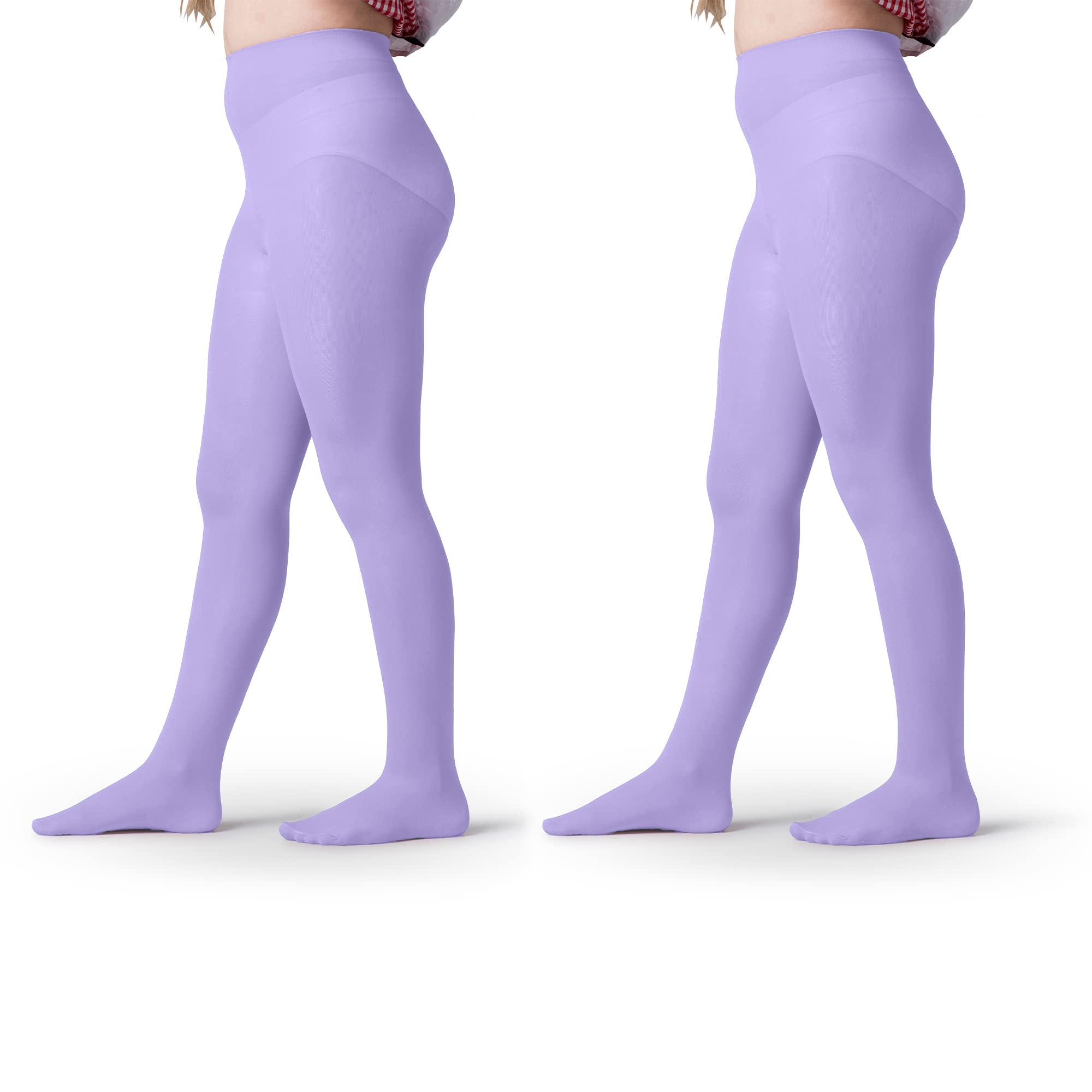 Girls' Microfiber Tights (2 Pairs) - Black/White/Colored for Kids & Toddlers - School & Play