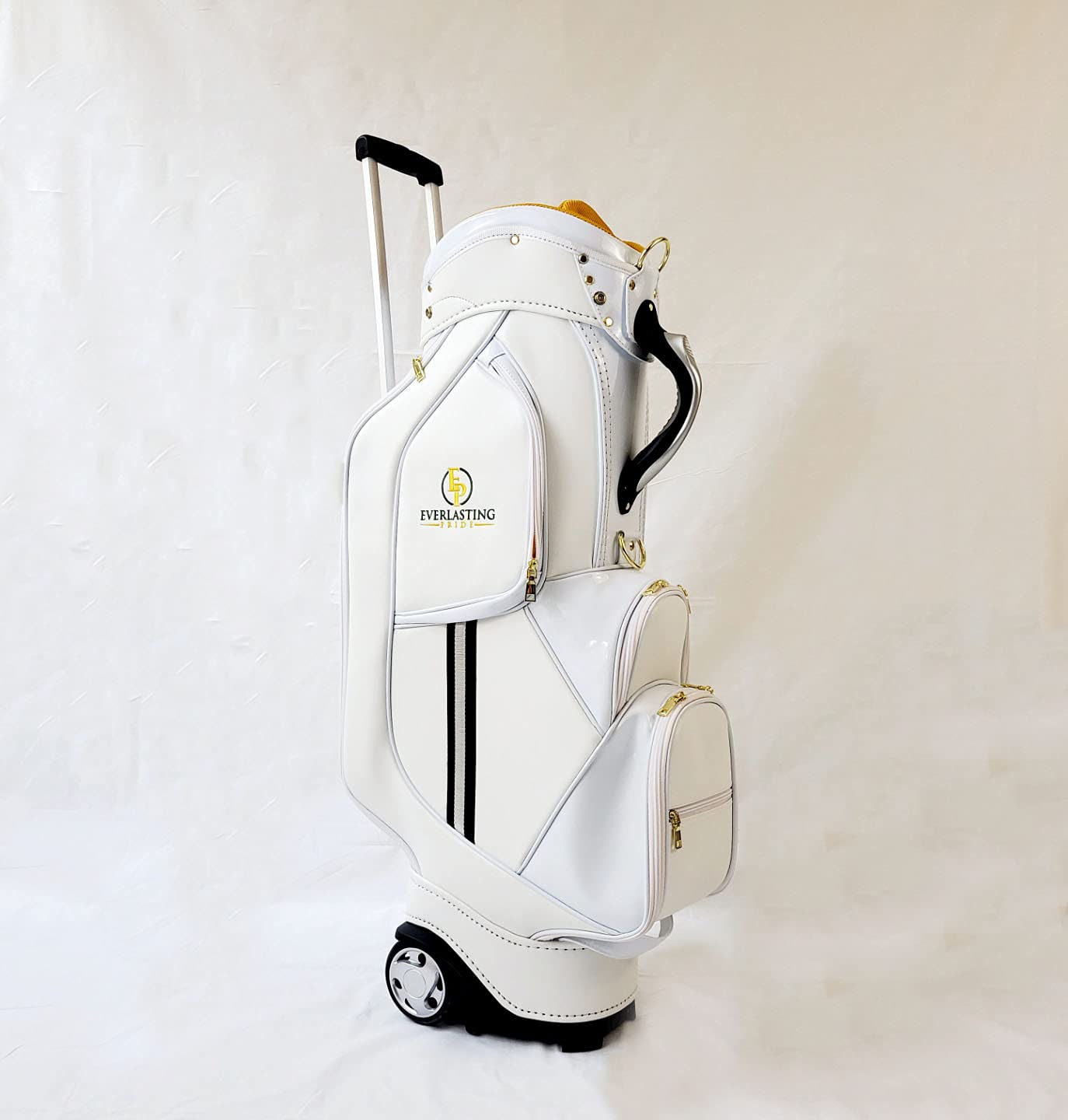 Premium PU Leather Golf Bag with Stand & Wheels - Lightweight, Portable for Men & Women - Ideal for Travel, Course & Senior Golfers - Large Wheels & Luggage Handle for Easy Transport