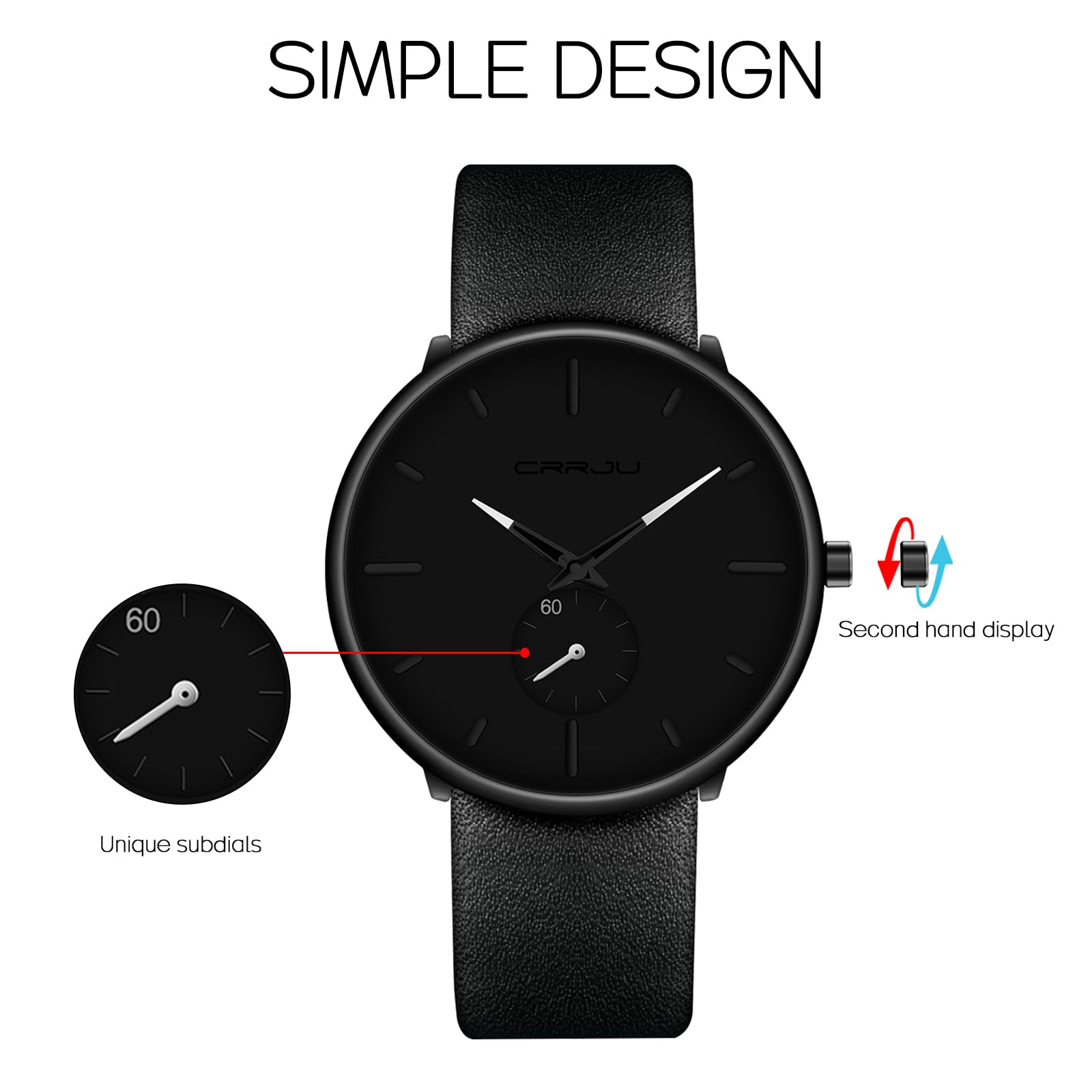 Ultra-Thin Minimalist Waterproof Men's Watch - Fashionable Leather Band Dress Wristwatch for Men & Women - Perfect for Business, Casual & Formal Occasions
