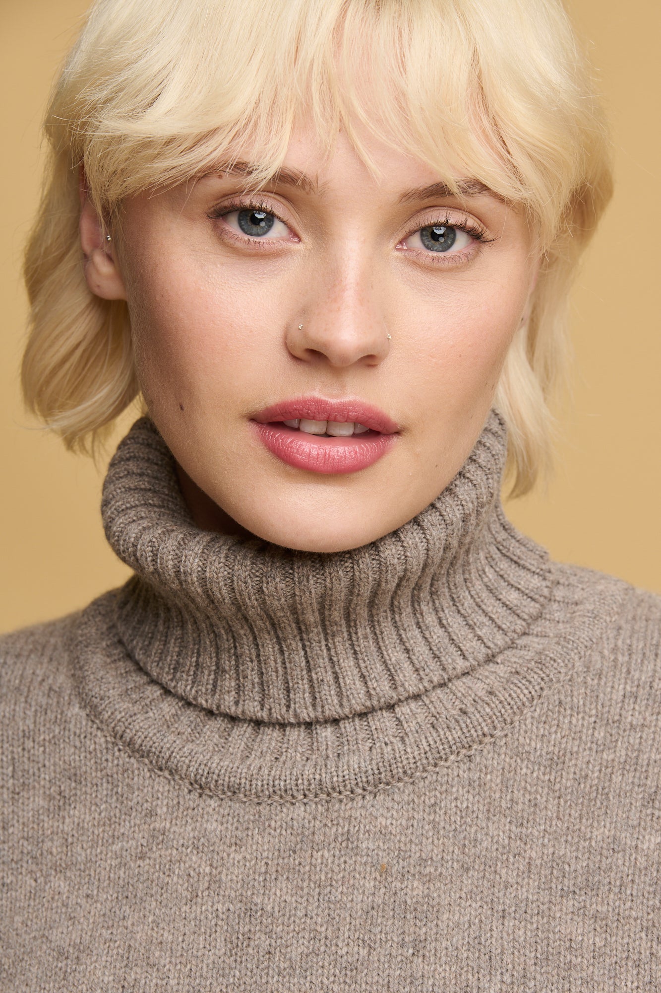 Women's Lambswool Roll Neck Sweater in Truffle Brown | Soft Winter Knit Pullover for Casual Outfits & Office Wear