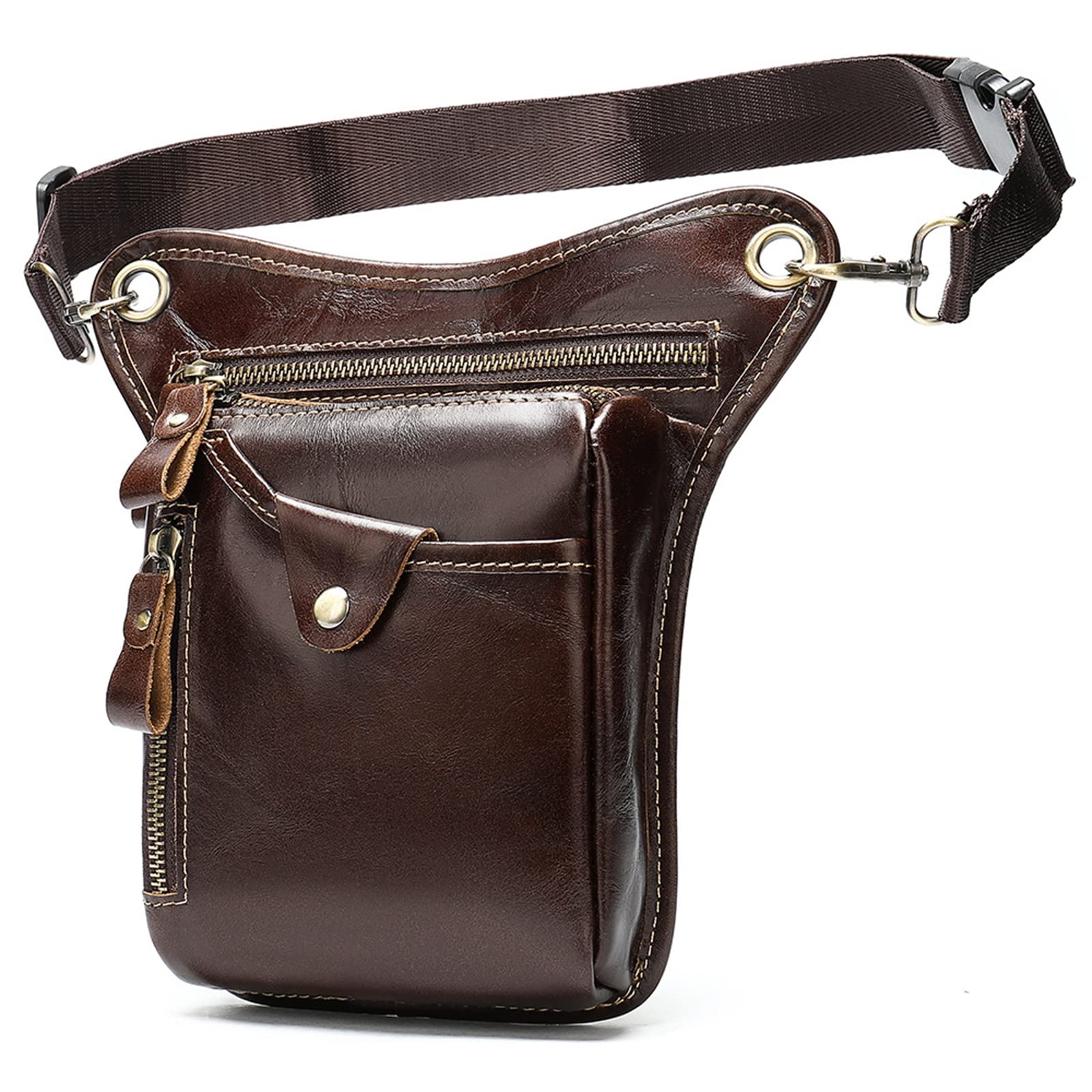 **Stylish Brown Waist Bag & Leg Pouch - Adjustable Hip Shoulder Bag for Outdoor, Bicycle, Halloween & Travel | Durable & Fashionable Crossbody Pack**    (场景补充: Perfect for cycling, hiking, festivals, concerts, and everyday casual wear.)