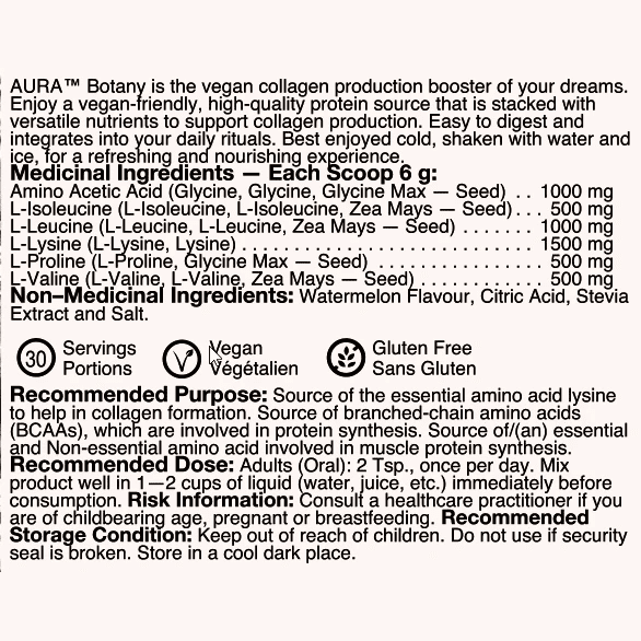 Aura Botany Vegan Collagen Booster Cherry Lime - 180g Supplement for Skin & Hair Health | Perfect for Smoothies & Healthy Lifestyles