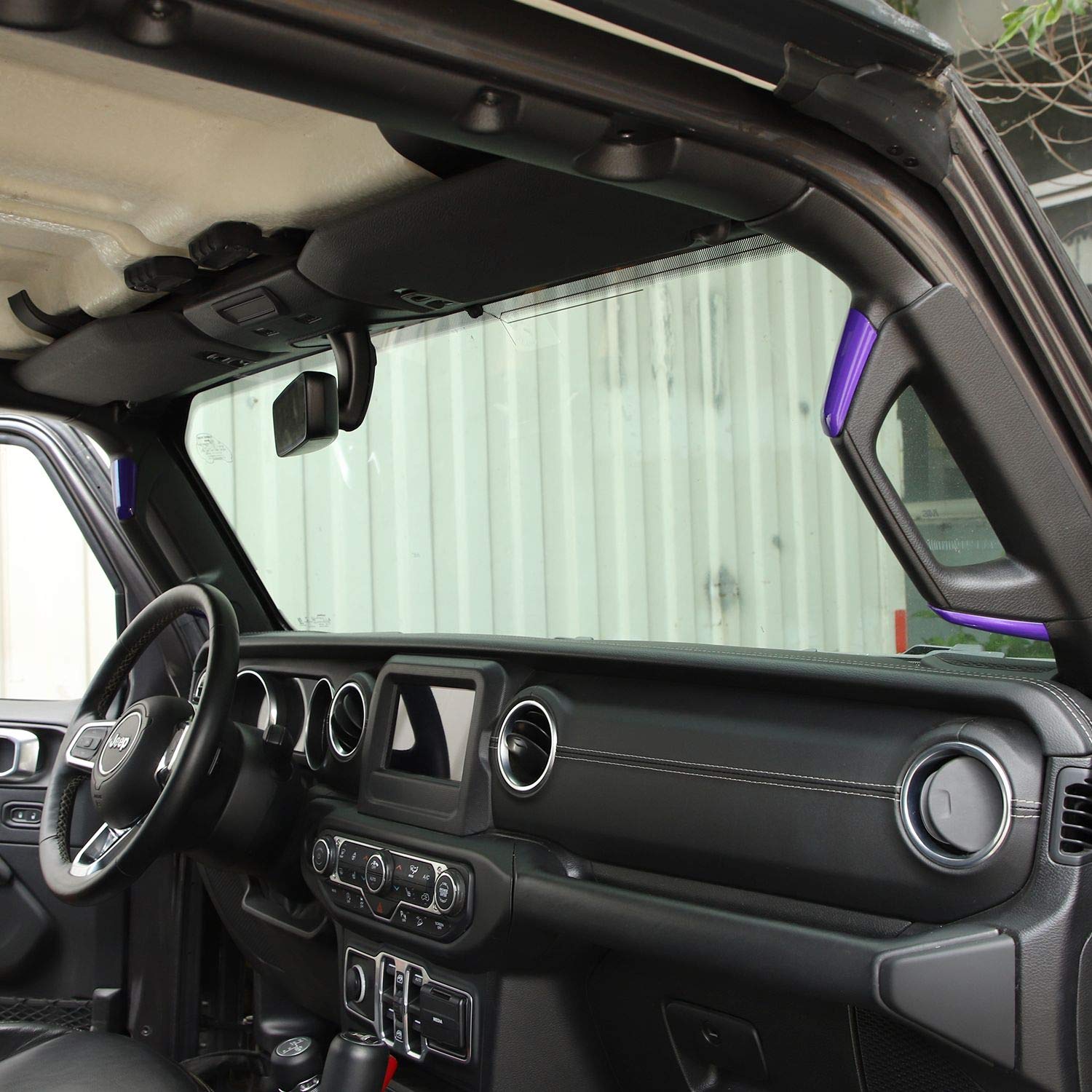 Jeep JL A&B Pillar Grab Handles Trim - ABS Interior Accessories for 2018-2023 Jeep Wrangler JL JLU & Gladiator JT 4xe (8-Piece Set, Purple) - Perfect for Off-Roading & Easy Entry/Exit