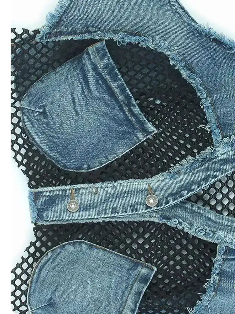 Women's Big Size Denim Vest & Wide Leg Pants Two-Piece Set - V-Neck Sleeveless Outfit for Spring/Fall 2025 | Casual Streetwear, Plus Size Fashion Trend | Perfect for Daily Wear, Office Outfits & Weekend Looks