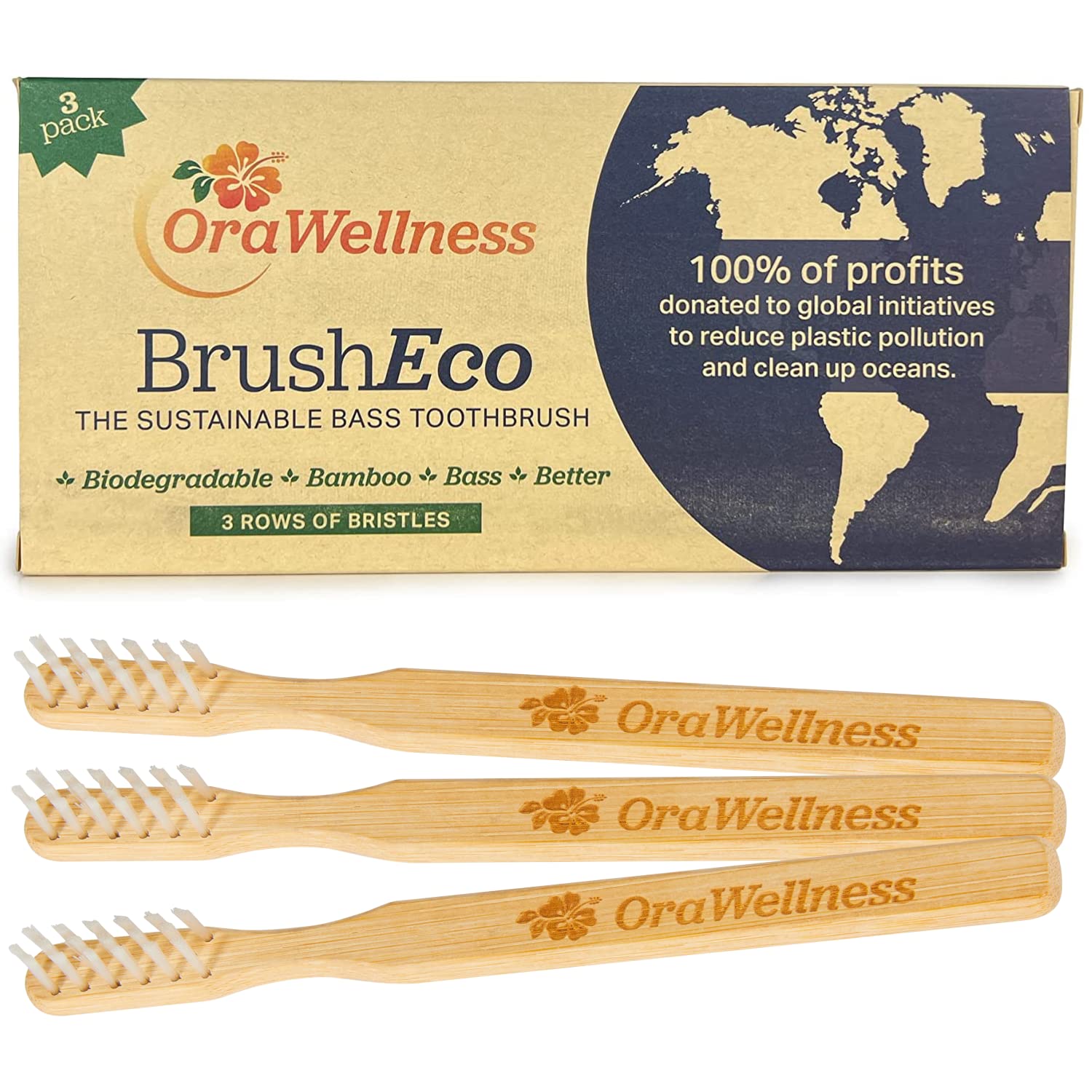 Organic Toothpaste Alternative - Nut Free Healthy Mouth Blend, 3 Pack with Eco Bamboo Toothbrush | Natural Oral Care for Sensitive Teeth & Gum Health | Perfect for Travel, Home & Zero Waste Lifestyle