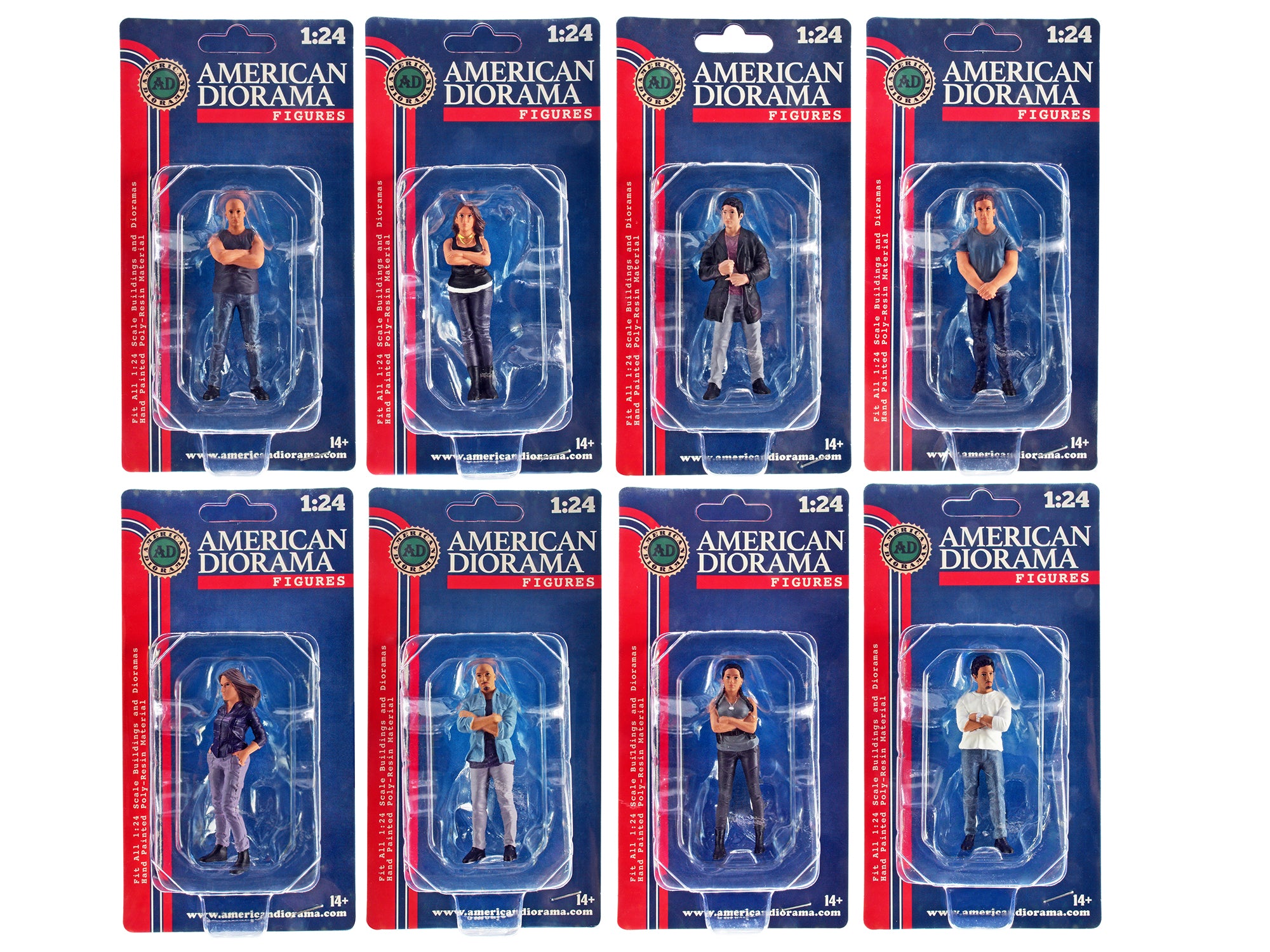 1/24 Scale Model Car Meet 3 - 8 Piece Figure Set for Diecast Displays by American Diorama | Perfect for Model Car Scenes, Diorama Building & Collectors