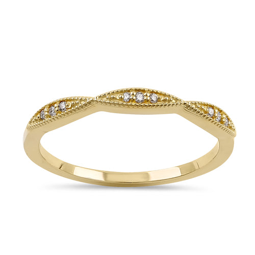 14K Yellow Gold Thin Pave Half Eternity Diamond Ring for Women - Dainty Stackable Wedding Band, Anniversary Gift, Promise Ring - Perfect for Everyday Wear & Special Occasions