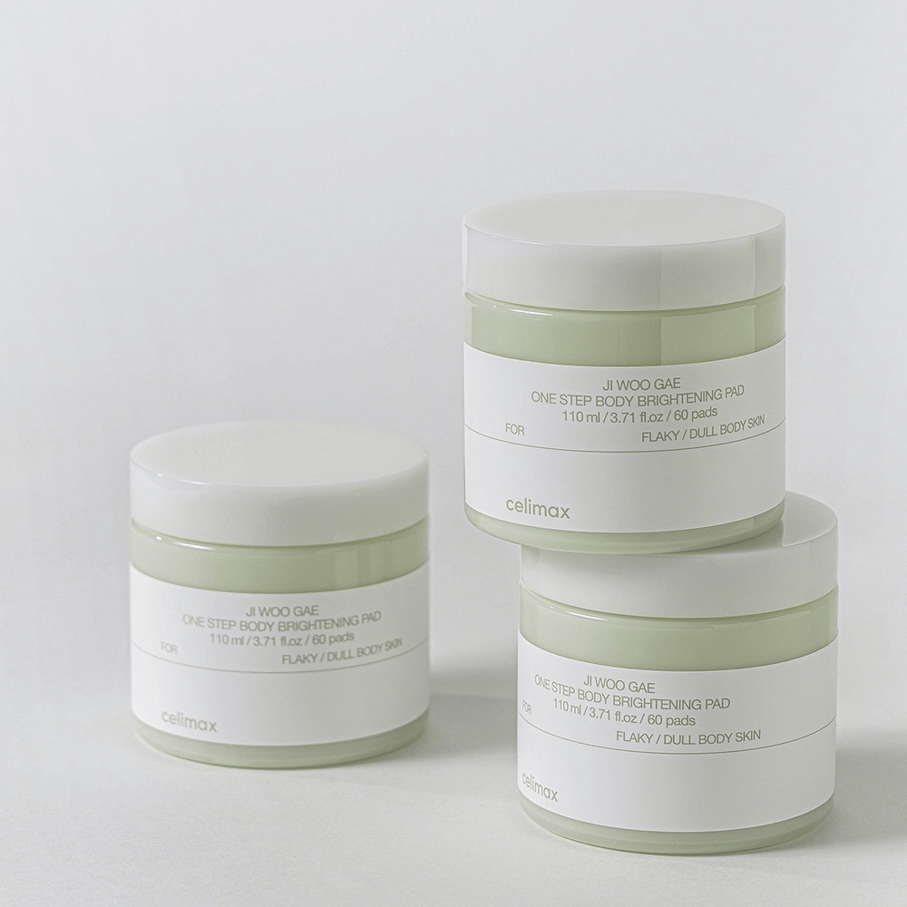 Celimax Jiwoogae One Step Body Brightening Exfoliating Pads - 60 Pads / 110ml for Smooth & Glowing Skin - Perfect for Pre-Party Skincare & Post-Workout Refreshment