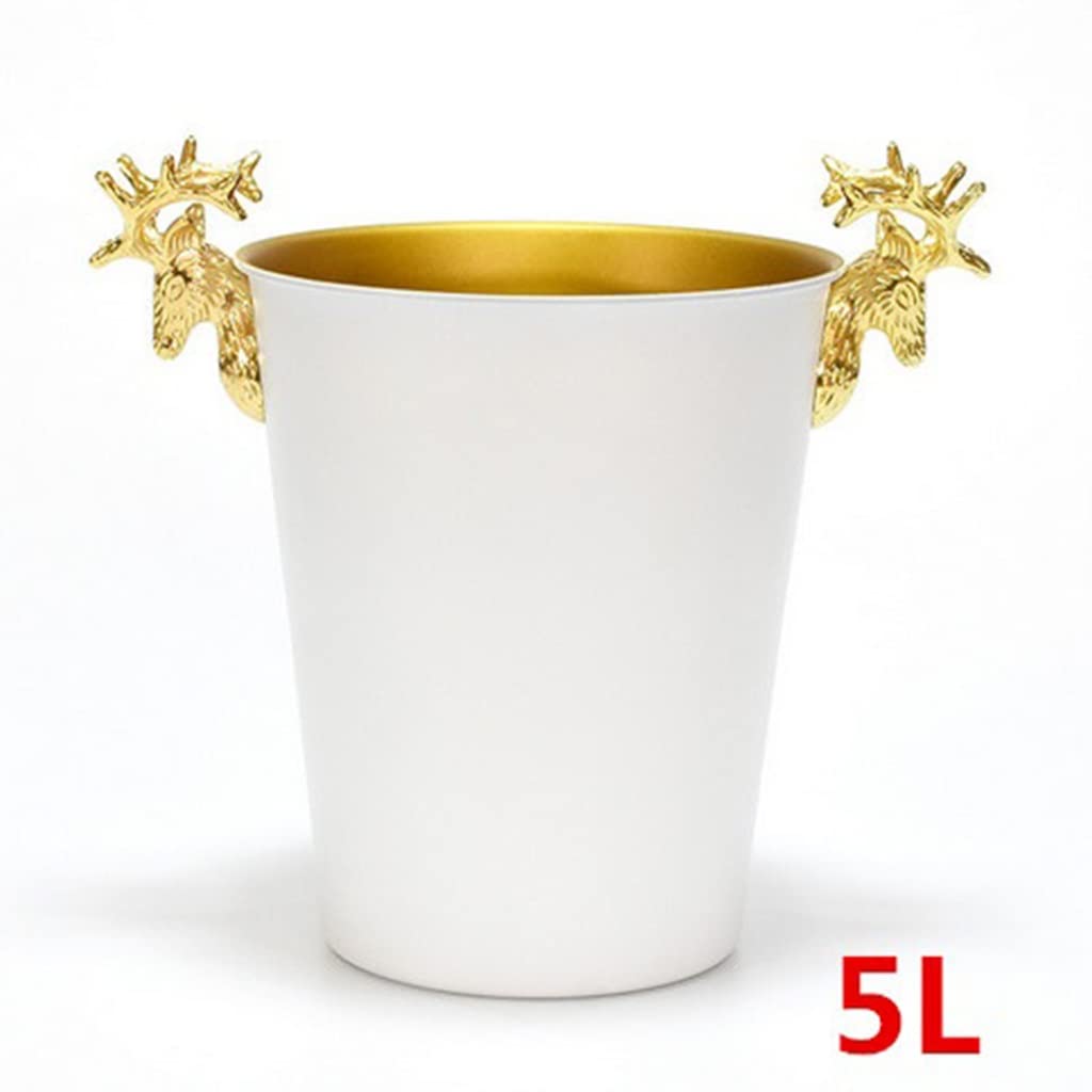Stainless Steel Ice Bucket for Wine, Champagne & Beer – Silver & Gold Deer Head Design – Perfect for KTV, Parties & Home Bar (1PC, Beige)