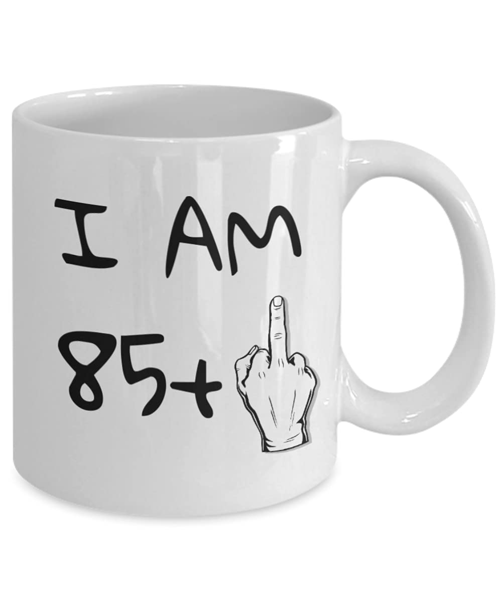 ZapBest 86th Birthday Coffee Mug - Funny 'I Am 85+1' Quote for Grandma & Grandpa - 11oz White Porcelain Tea Cup - Perfect Gift for Senior Birthday Celebrations & Retirement Parties