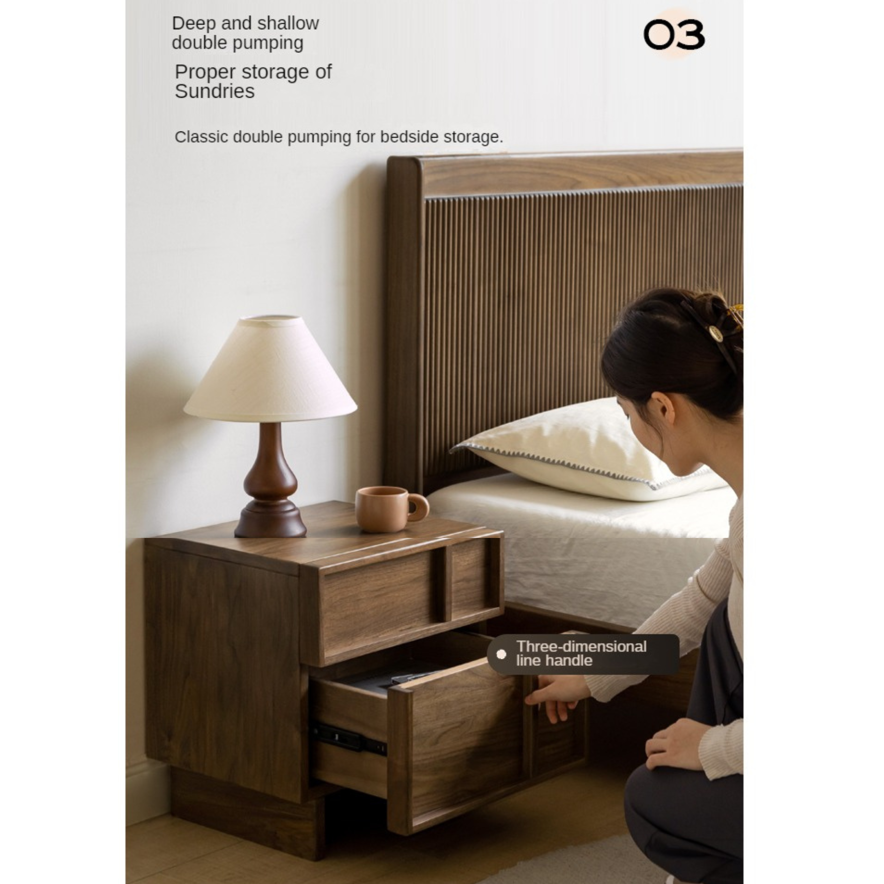 Solid Black Walnut Wood Nightstand with Drawer - Caluswood Bedside Table for Bedroom Storage | Perfect for Small Spaces, Apartment Living & Modern Home Decor
