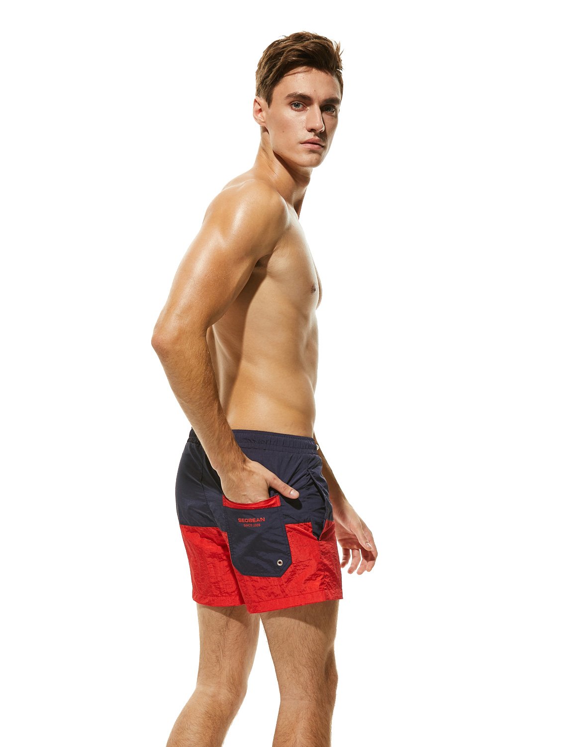 SEOBEAN Men's Low Rise Quick-Dry Sports Swim Trunks - Perfect for Swimming, Surfing, Beach & Gym Workouts