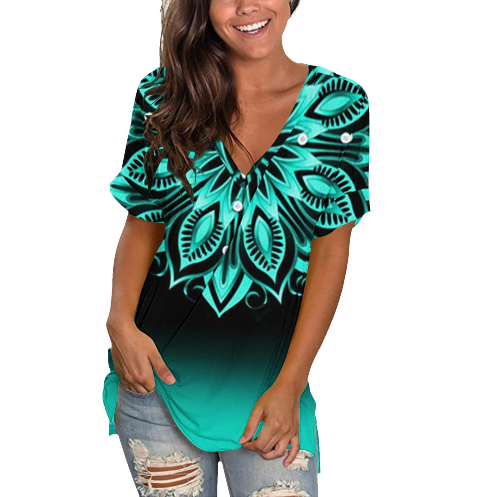 Women's Lace Short Sleeve V-Neck Blouse - Elegant Casual Summer Tops for Teen Girls & Women | Perfect for Office, Date Night & Weekend Outings