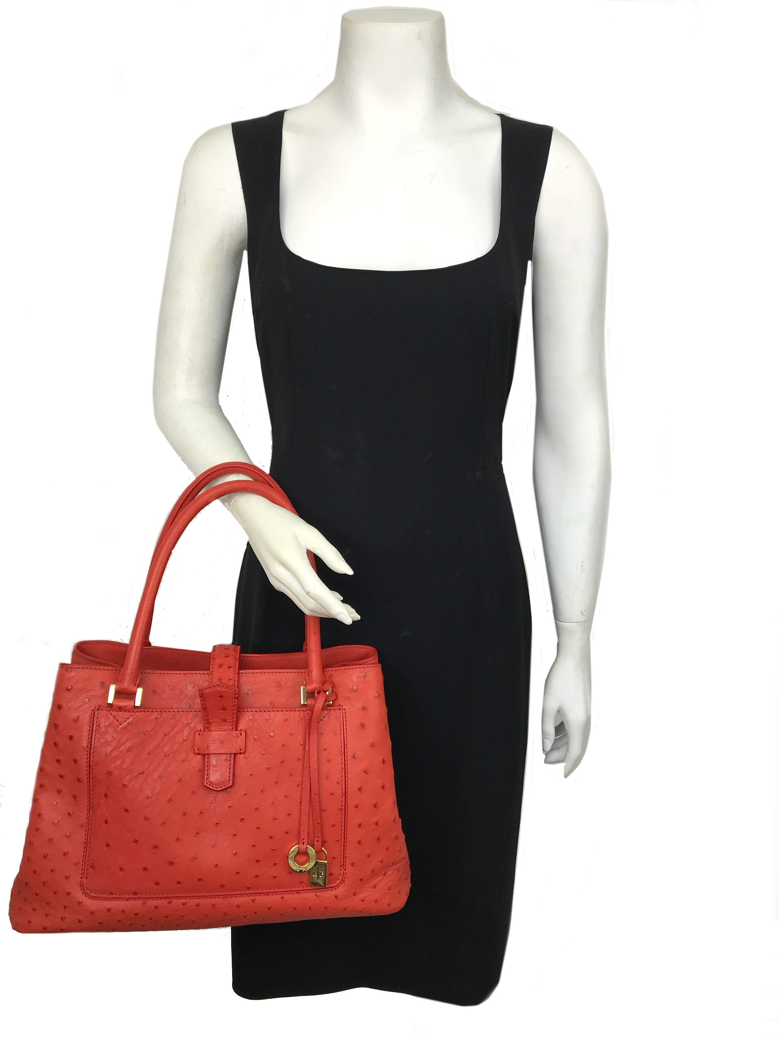 Luxury Loro Piana Ostrich Leather Bellevue Handbag for Women - Elegant Designer Tote for Work, Travel & Special Occasions