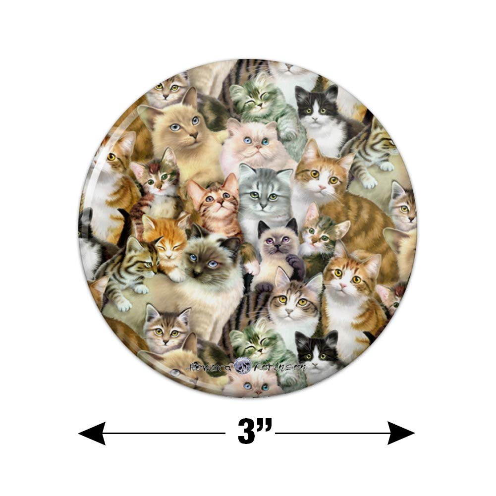 Cute Cats and Kittens Pattern Kitchen Fridge Magnets - Fun Decorative Refrigerator Magnets for Home, Office & Dorm Room Decor