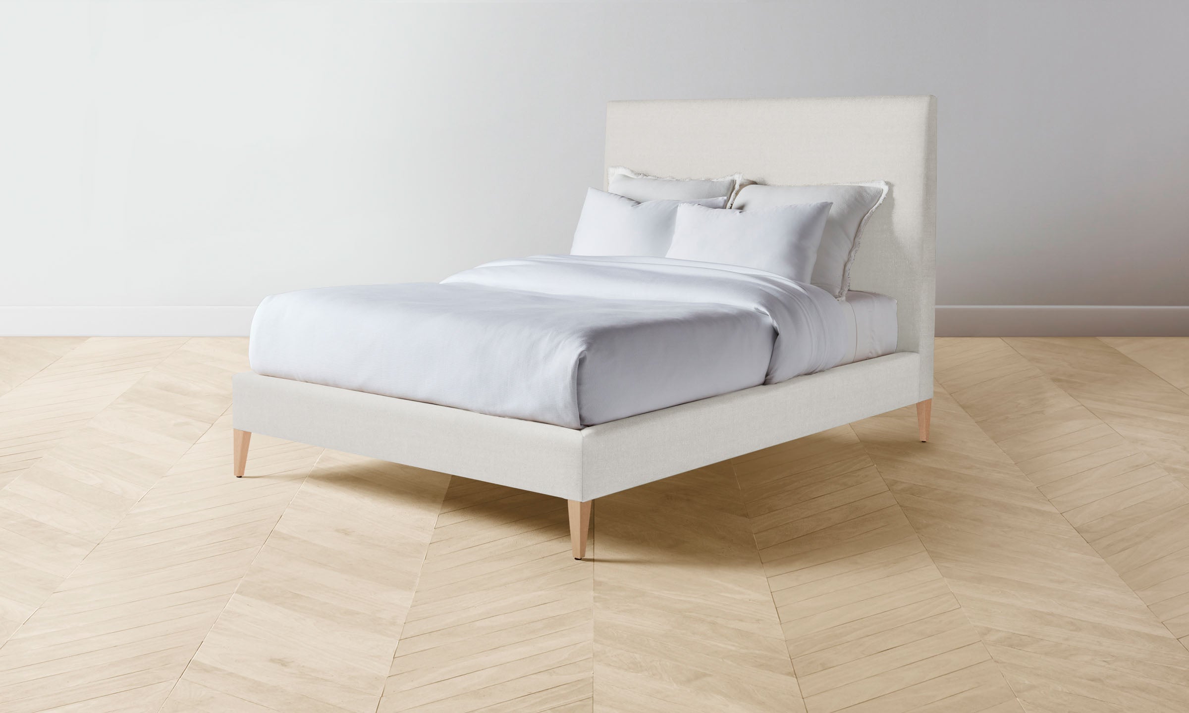 The Essex Bed - Premium Italian Brushed Wool Vanilla Bed Frame | Luxurious Bedroom Furniture for Modern Home Decor