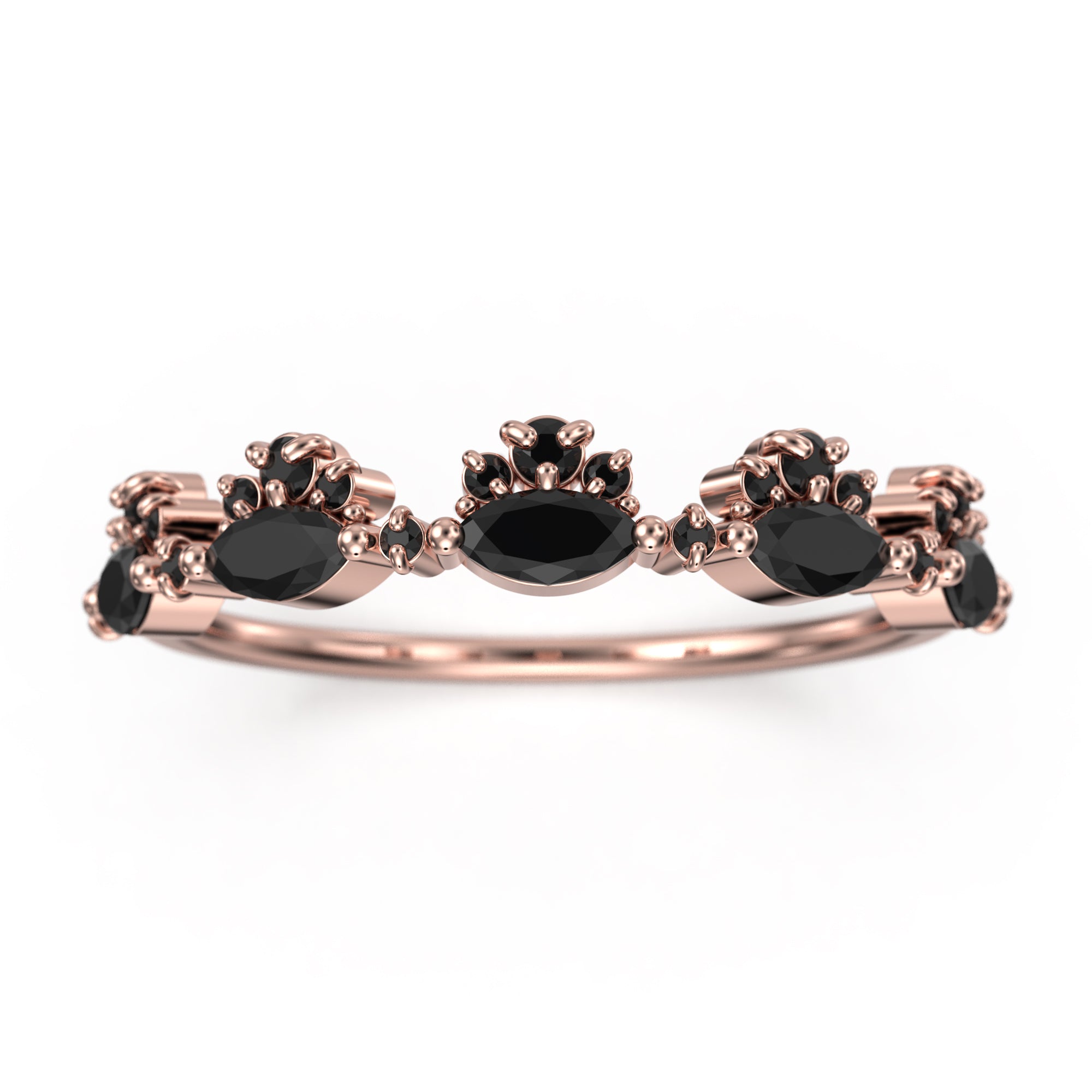 1.1 Ct Black Diamond Moissanite Wedding Ring - 10K/14K/18K Solid Gold Anniversary Band for Women - Elegant Chantilly Design for Engagement, Promise Rings & Special Occasions