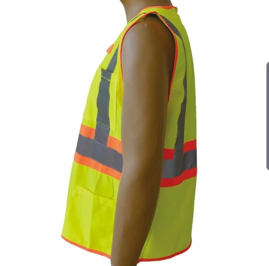 Xtreme RADIO HOLDER Reflective Safety Vest - High Visibility Yellow/Orange (Model 8120) for Construction, Road Work & Emergency Responders | ANSI Certified Workwear
