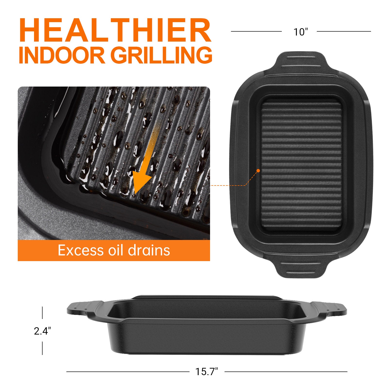 EL GRILL Electric Indoor Grill - Nonstick Smokeless Griddle for Healthy Cooking - Perfect for Apartments, Dorms & Small Kitchens