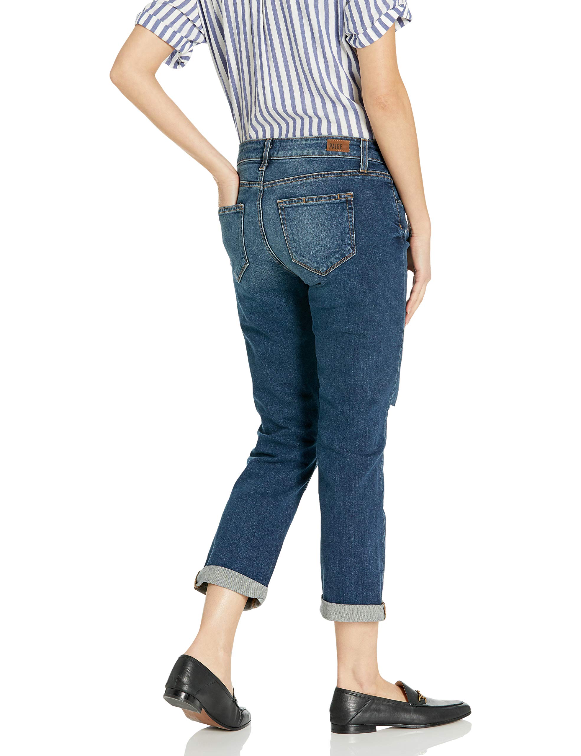 PAIGE Women's Brigitte Relaxed Fit Boyfriend Jeans - High Waist Distressed Denim Pants for Casual Wear & Everyday Outfits