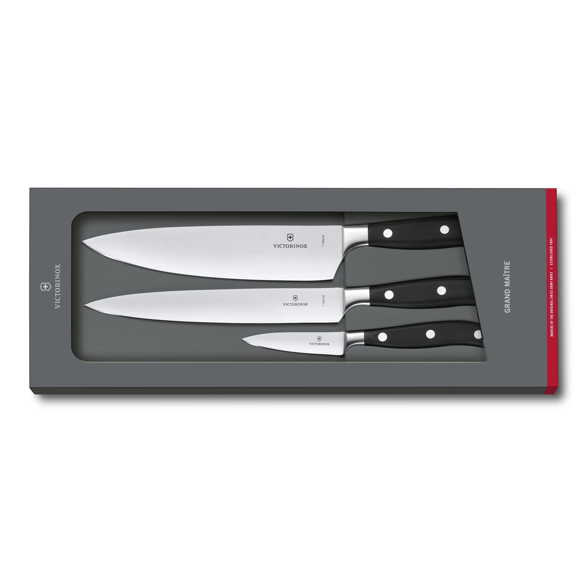 Victorinox Grand Maitre Chef's Knife Set - 3-Piece Premium Kitchen Knives for Meat, Fruits & Vegetables - Ergonomic Design for Professional & Home Cooking - Perfect for Slicing, Dicing & Meal Prep