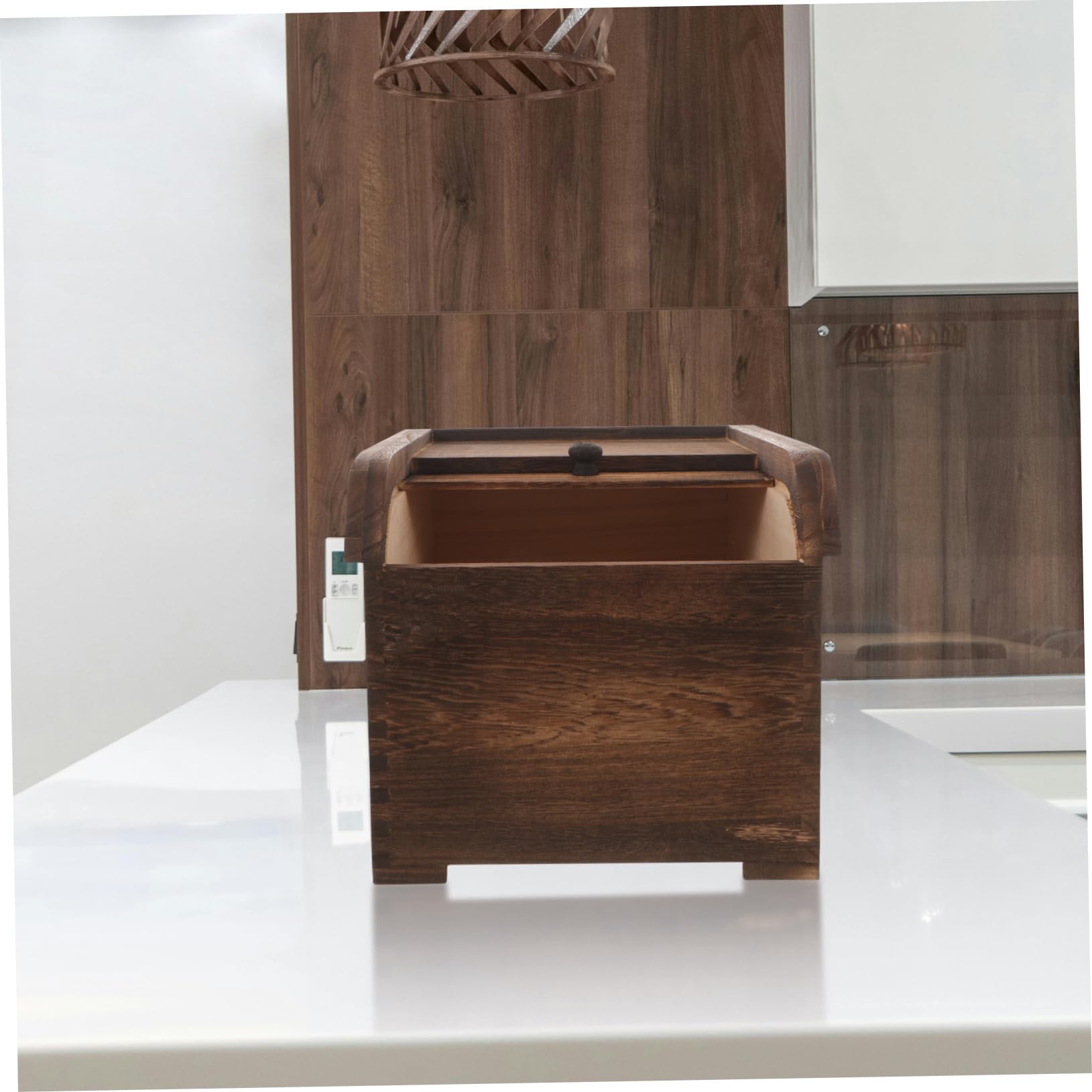 Solid Wood Rice Storage Box - Large Airtight Food Container for Cereal, Grains & Pantry Storage - Wooden Seal Bucket with Lid - Perfect for Kitchen, Pantry & Bulk Food Organization