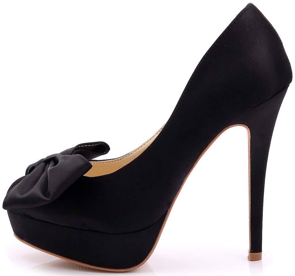 YooPrettyz Women's Oversized Bow Satin Wedding Heels - Elegant Bridesmaid & Evening Pumps for Special Occasions, Parties & Formal Events