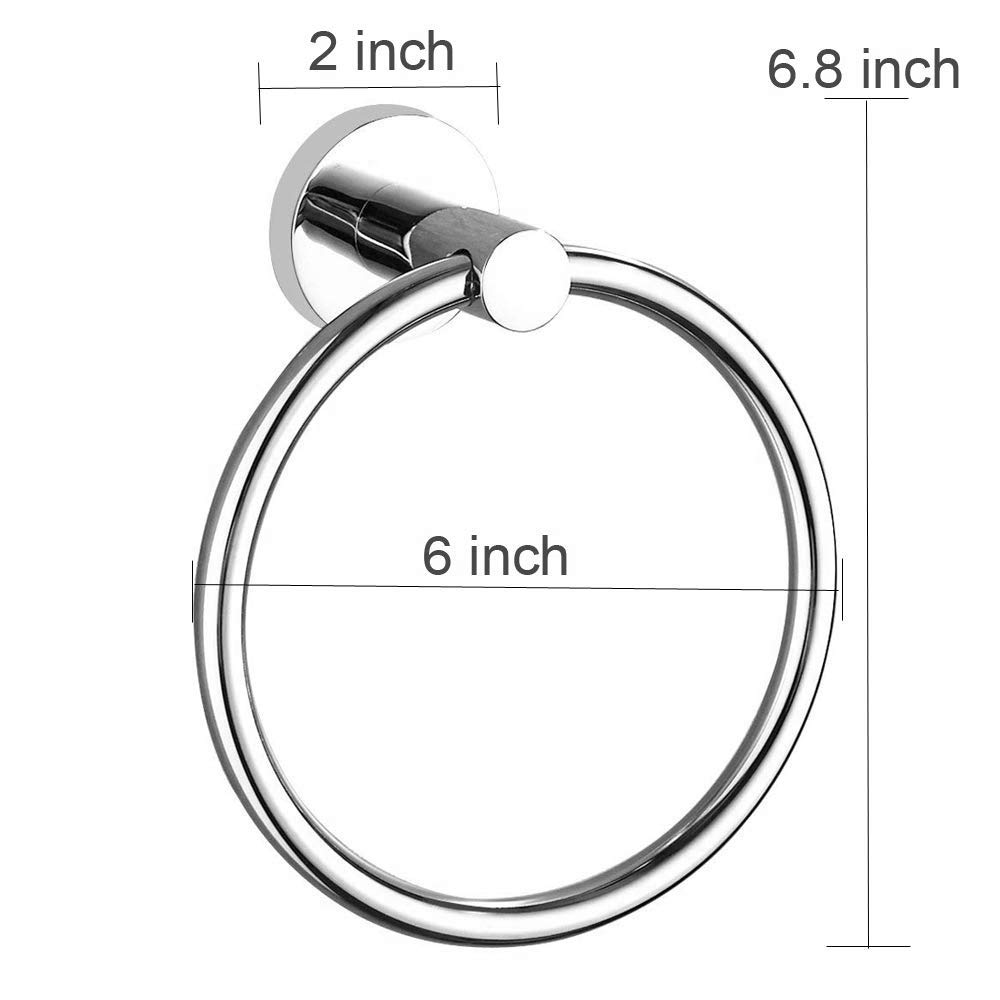 BH&G Prescott 6-Inch Wall Mount Towel Ring Holder - Chrome Polished Bathroom & Sink Hardware Accessory Set of 2 - Perfect for Towel Organization in Bathrooms, Powder Rooms & Spa Areas