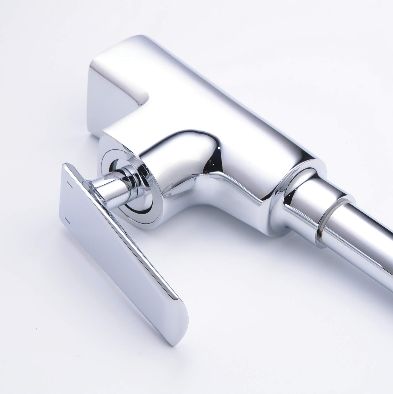 Leekayer Single Handle High Arc Chrome Kitchen Sink Faucet - Left Square 1 Hole Commercial Deck Mount Tap for Restaurant & Home Kitchen Use