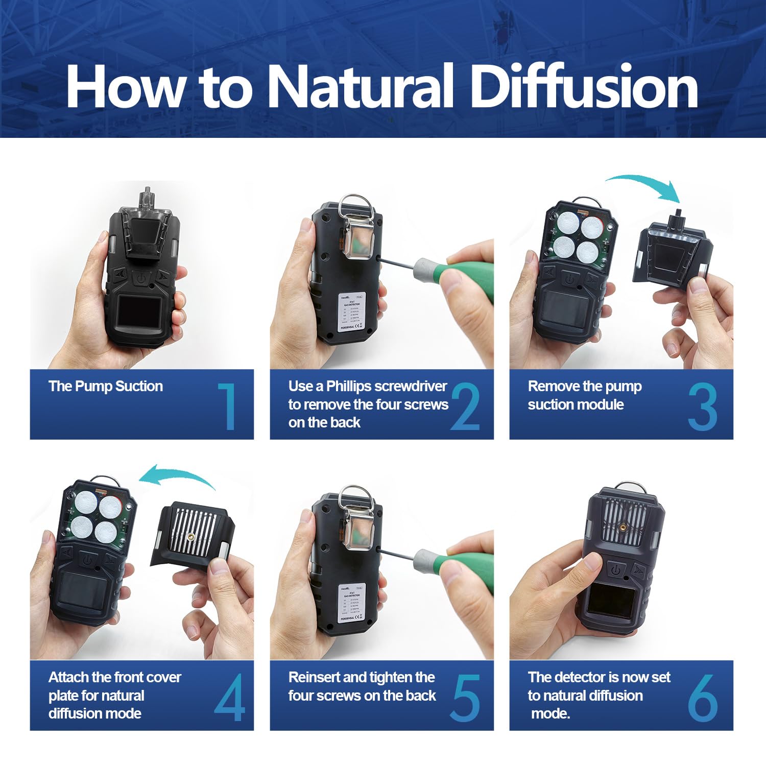 Portable 4-in-1 Gas Detector with Pump - CO, EX, O2, H2S Monitor | 3000mAh Rechargeable Battery & Calibration Kit | LCD Display with Clip | Ideal for Sewer Gas Detection, Industrial Safety & Confined Space Monitoring