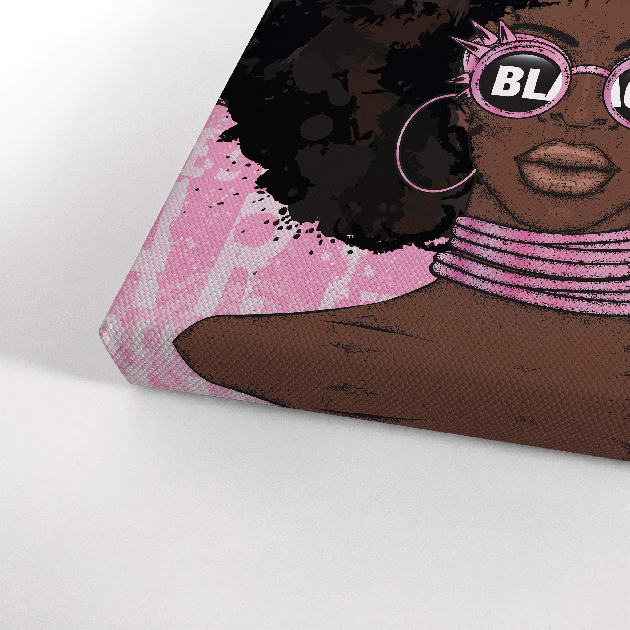 African American Wall Art - Black Art Canvas Prints 12x8 - Black Girl Wall Decor, Pink Pop Art & African Art for Living Room, Bedroom & Office