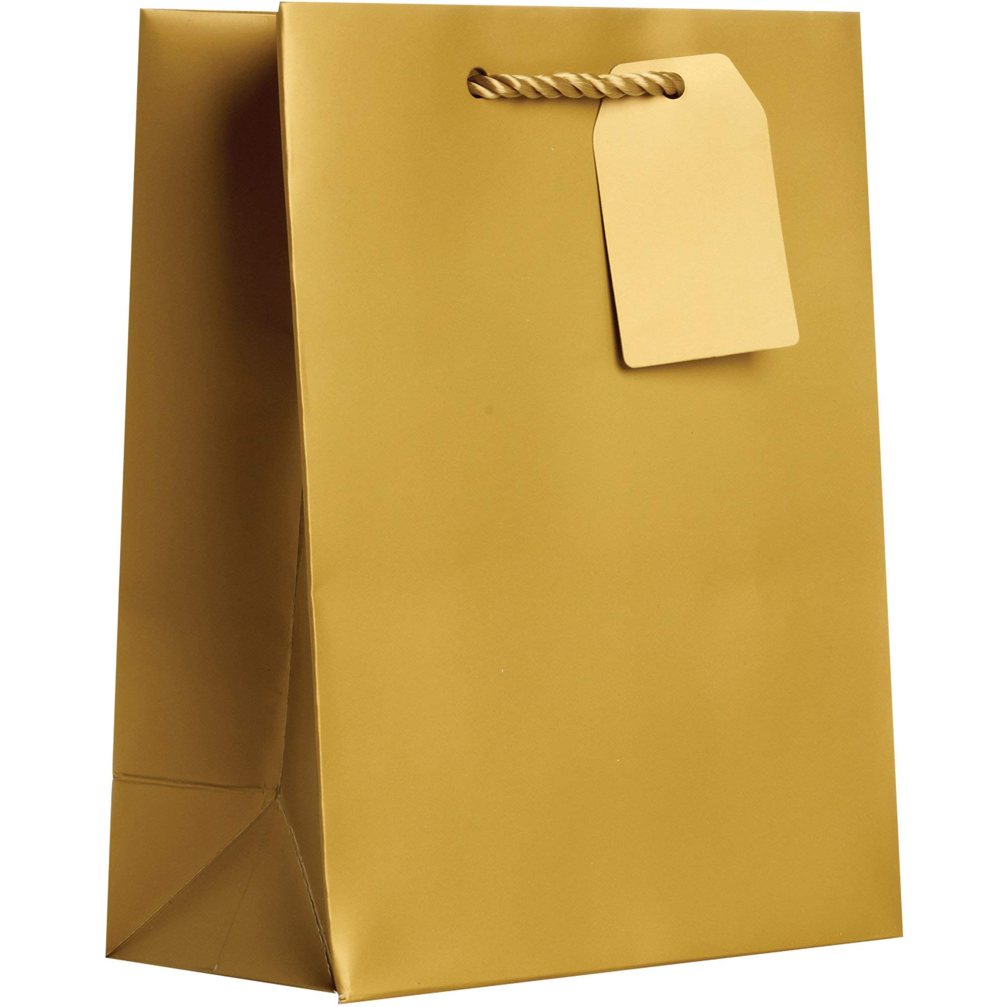 Jillson Roberts Medium Gold Gift Bags - 60 Pack Matte Metallic Party Favor Bags for Birthdays, Weddings, Baby Showers & Holiday Gifting