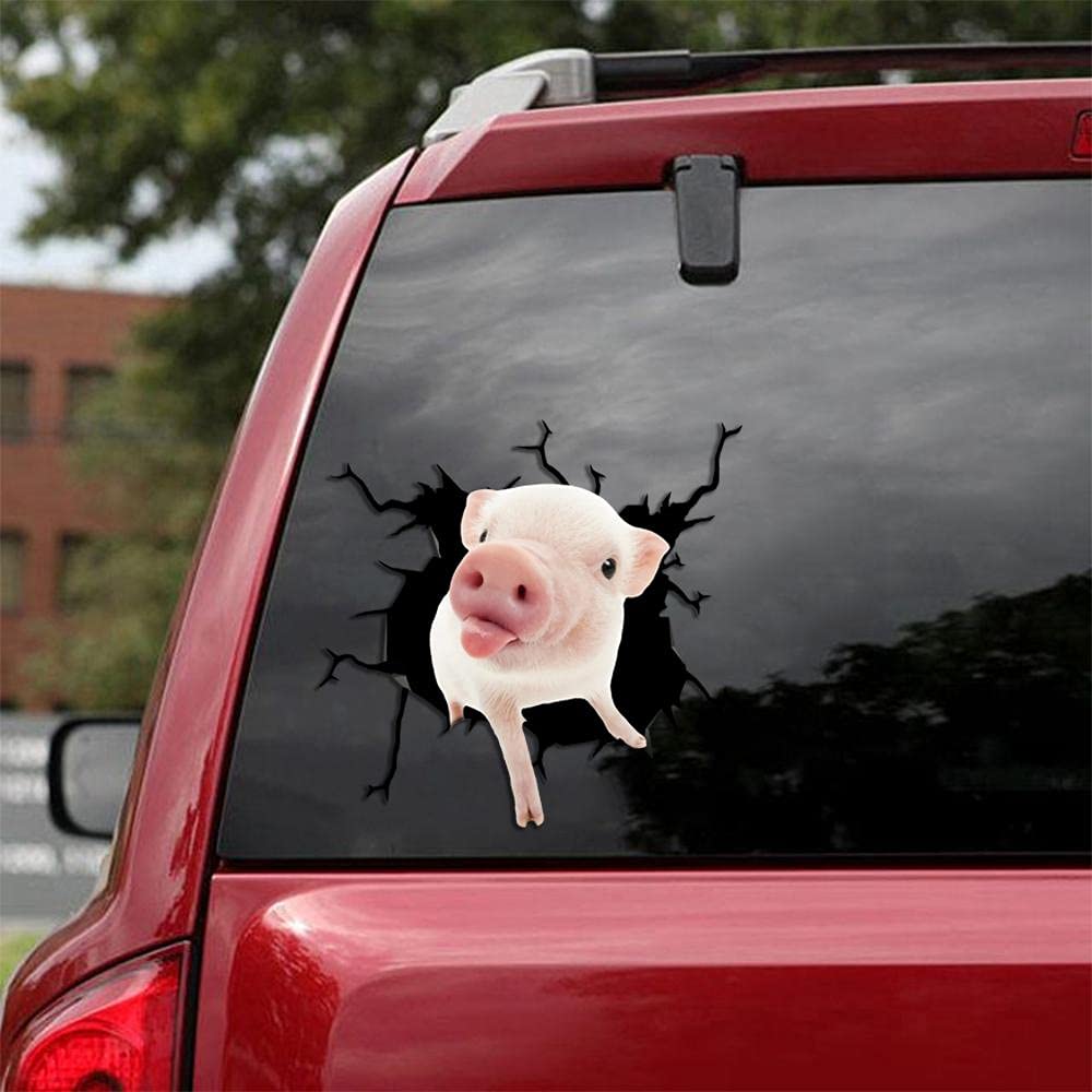 Custom Mini Pig Crack Stickers - Adorable Vinyl Decals for DIY Crafts, Scrapbooking & Father's Day Gifts | Perfect for Laptops, Water Bottles & Notebooks