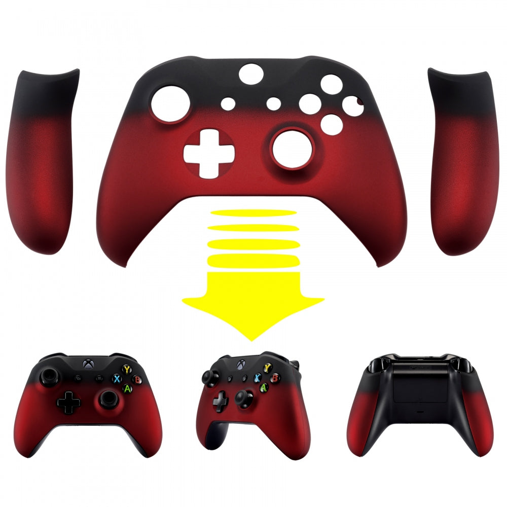 eXtremeRate Replacement Front Housing Shell with Side Rails Panel for Xbox One X & S Controller (Model 1708) - Shadow Red | Custom Gaming Controller Cover | Perfect for Xbox One X/S Game Console Accessories & Controller Modding