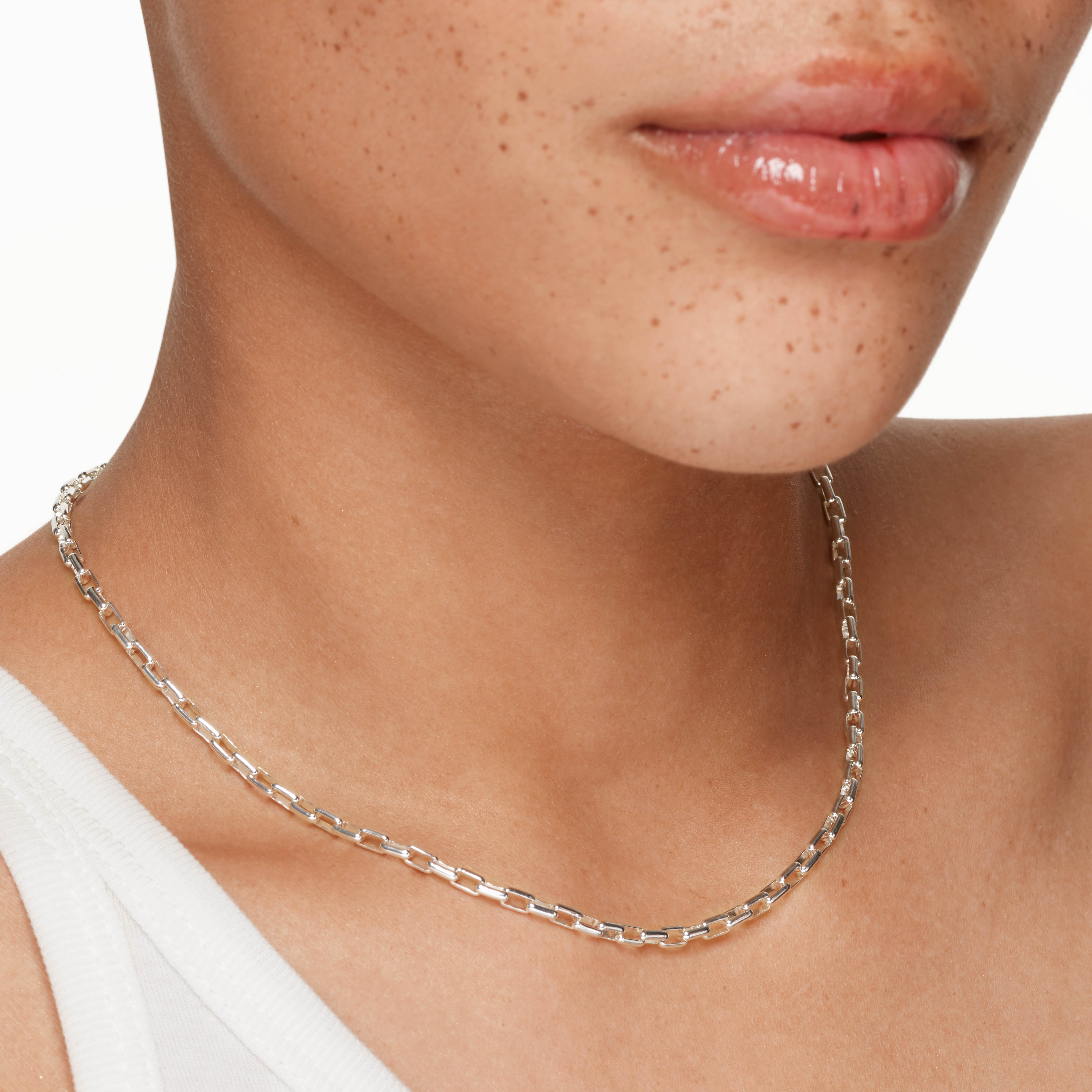 Silver Box Paperclip Chain Necklace for Women - Trendy Layered Jewelry for Everyday Wear, Office & Date Night