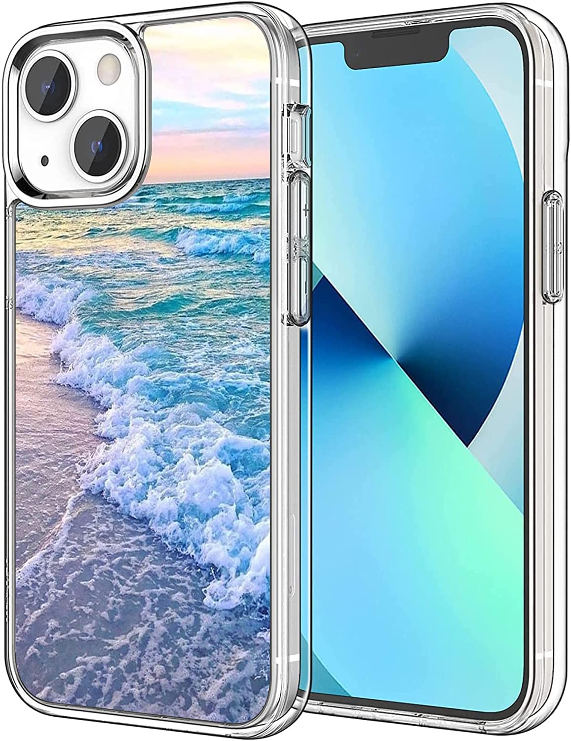 iPhone 12 Pro Max Case - Clear TPU Slim Shockproof Protective Cover with Aesthetic Beach Wave Sunset Design | Perfect for Outdoor Activities, Travel & Daily Protection