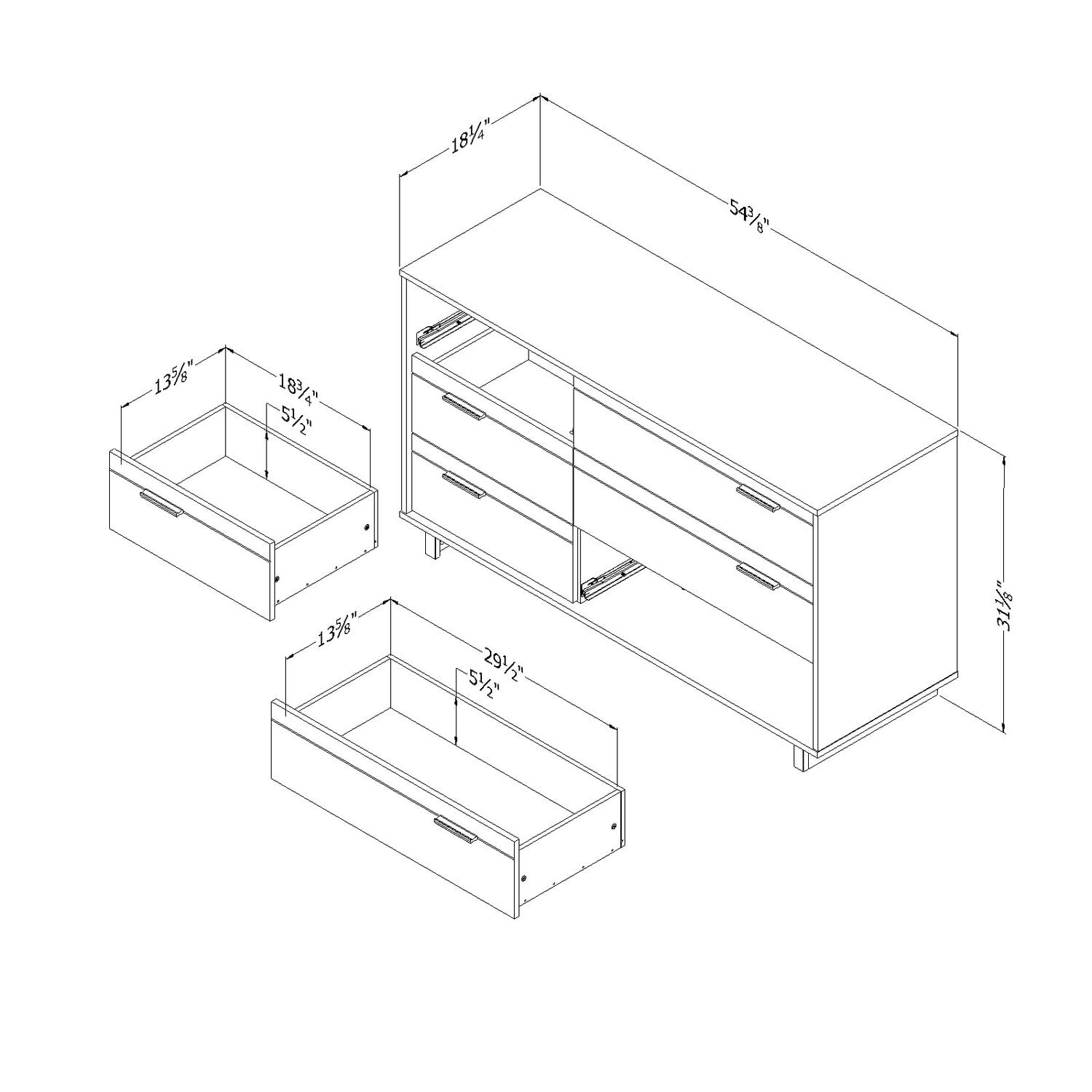 South Shore Fynn 6-Drawer Double Dresser in Gray Oak - Modern Bedroom Storage Solution for Clothes & Accessories | Perfect for Master Bedroom, Guest Room & Dorm Organization