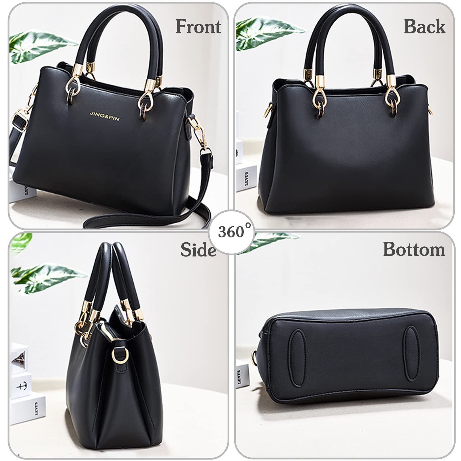 PORRASSO Women's Leather Handbag - Stylish Top Handle Purse & Crossbody Tote Bag for Ladies - Perfect for Work, Travel, and Everyday Use
