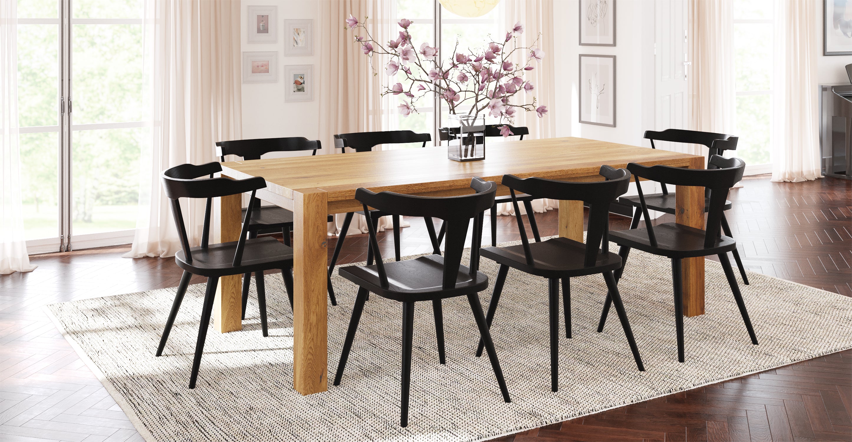 Enzo Dining Chair - Modern Wooden Dining Room Chair with Upholstered Seat - Perfect for Kitchen, Dining Room, and Home Office