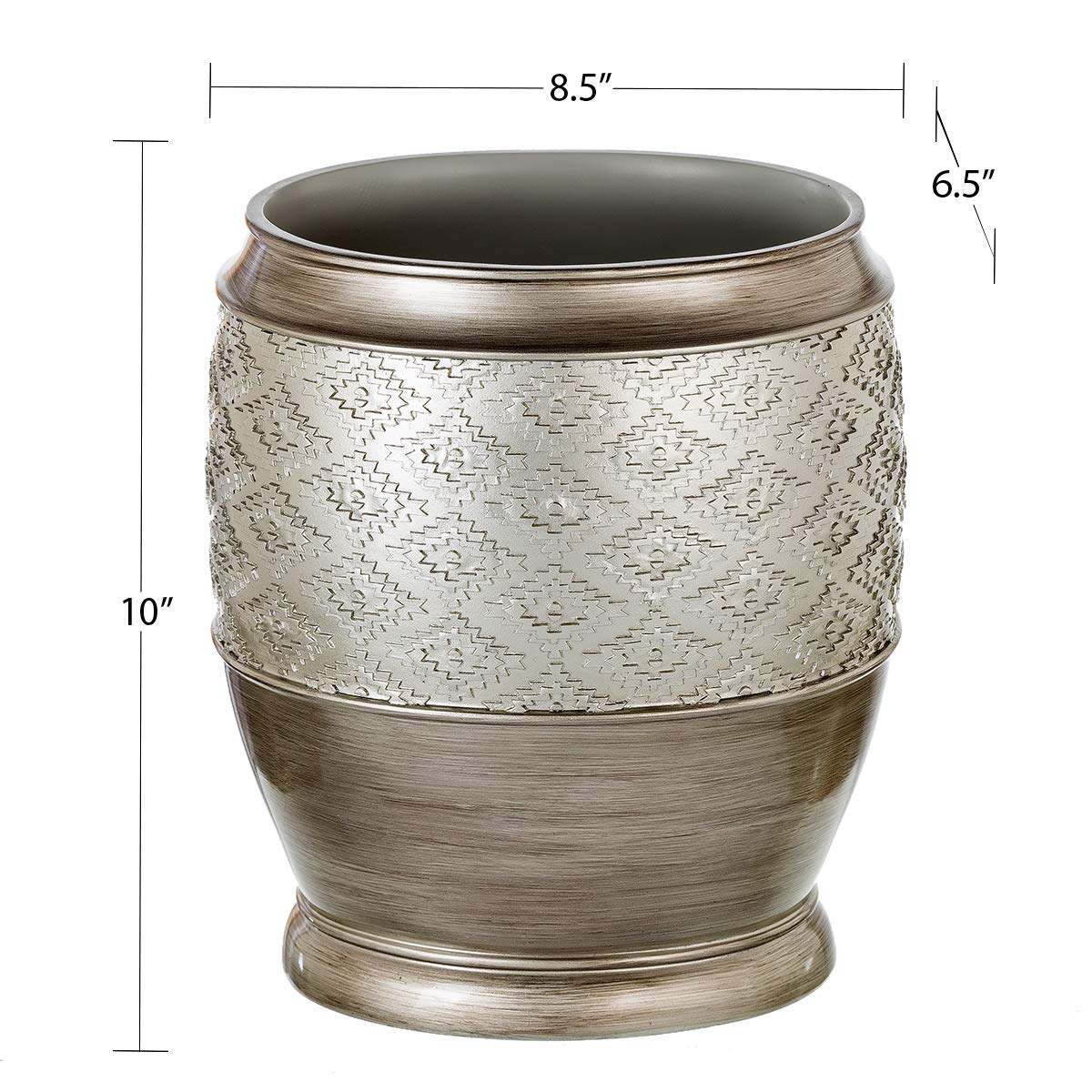 Creative Scents Dublin Silver Small Bathroom Trash Can with Lid - Brushed Stainless Steel Bathroom Garbage Bin - Decorative Waste Basket for Bathroom, Bedroom & Office - Durable Wastebasket for Paper, Diapers & Tissues | Perfect for Home, Hotel & Spa Decor