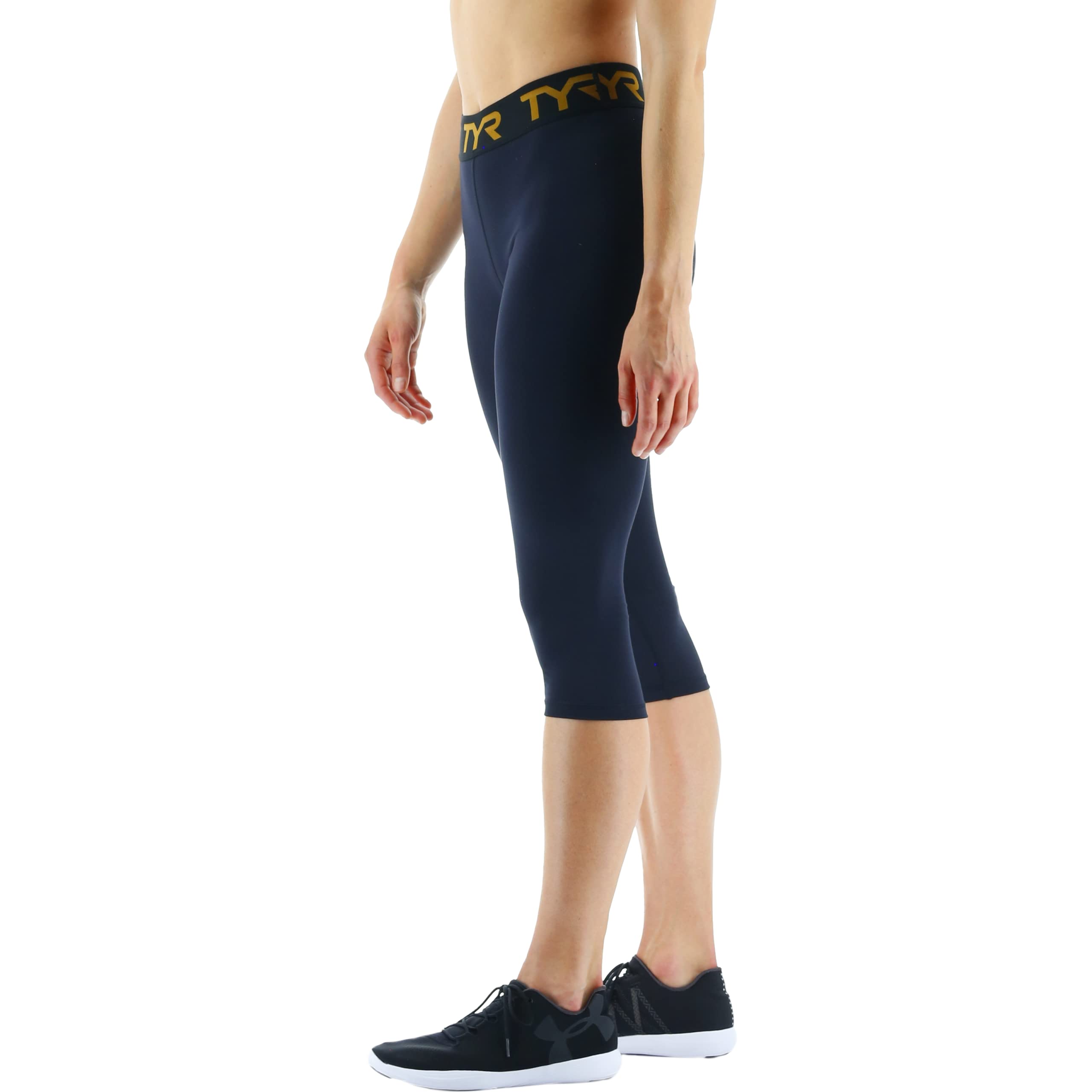 TYR Women's Mid-Rise Cropped Workout Leggings - High Performance Athletic Yoga Pants for Running, Gym & Fitness Training - Moisture Wicking & Stretchy Activewear