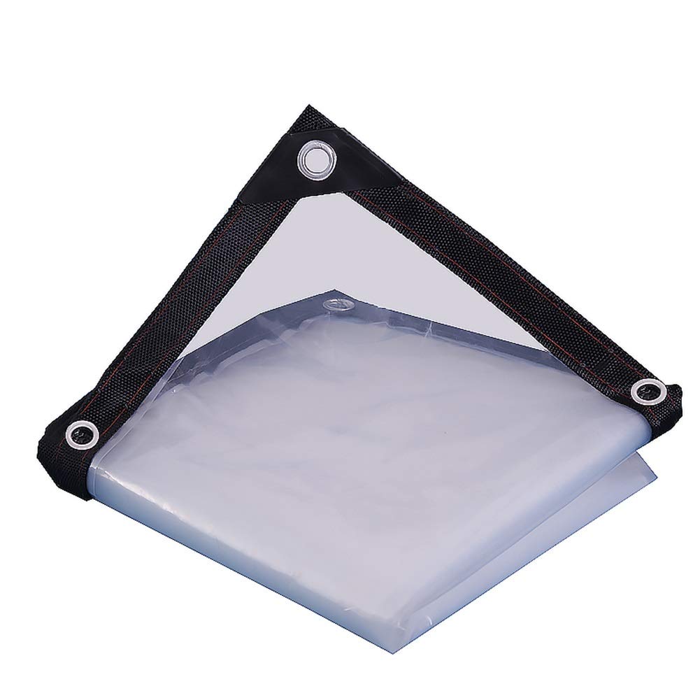 LJIANW Waterproof Clear Tarpaulin 0.12mm - Heavy Duty Tarp with Reinforced Eyelets, Anti-Freeze & UV Protection - Ideal for Greenhouse, Camping, Gardening, Car Cover & Outdoor Shelter (4x7m, Clear)