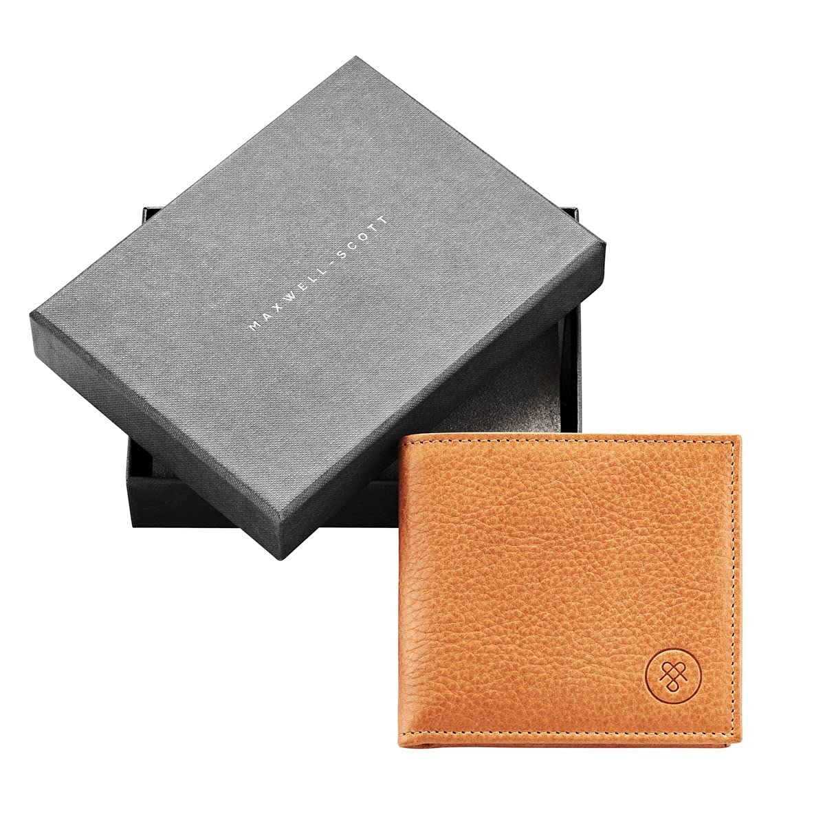 Premium Italian Leather Soft Grain Billfold Wallet with Coin Pocket - Maxwell Scott Ticciano Soft Grain in Camel - Perfect for Men's Everyday Carry & Travel Accessories