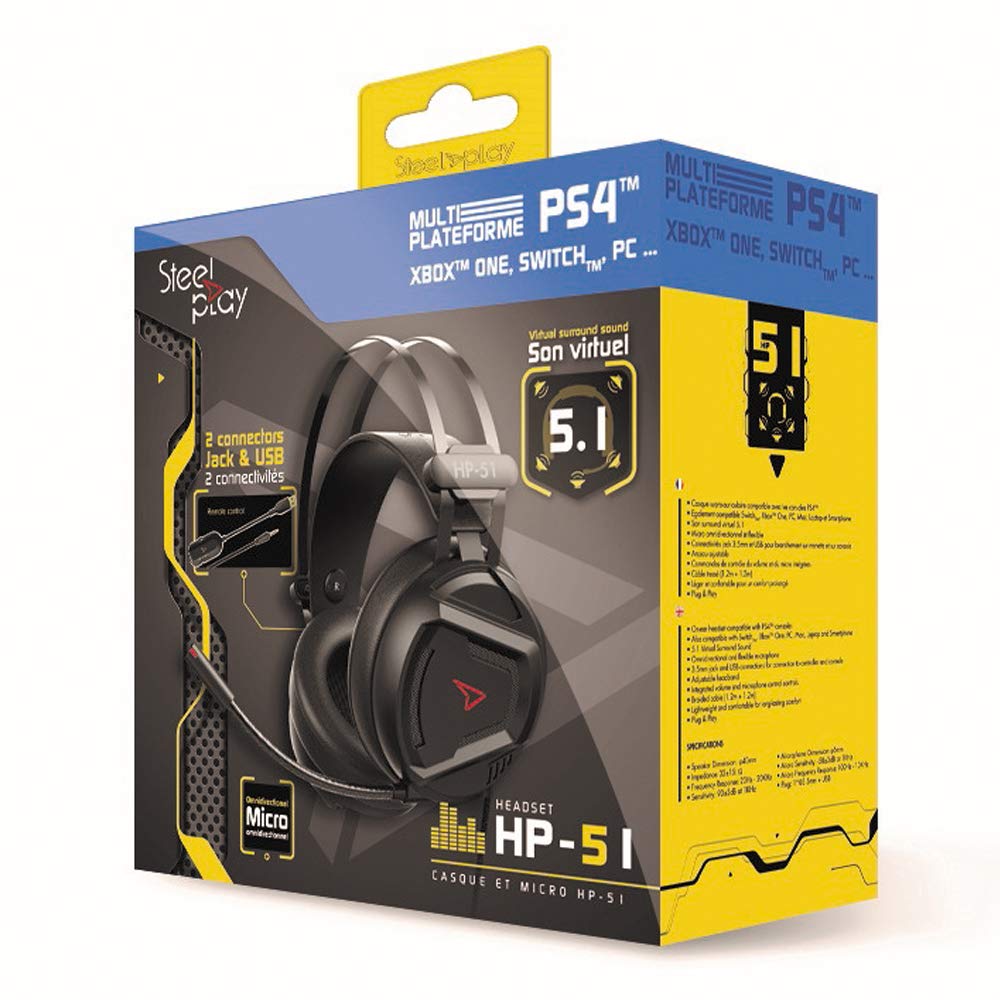 HP51 Wired 5.1 Surround Sound Gaming Headset for PS4/PC/Nintendo Switch/Xbox One - Black | Immersive Gaming Experience for PC & Console Gamers