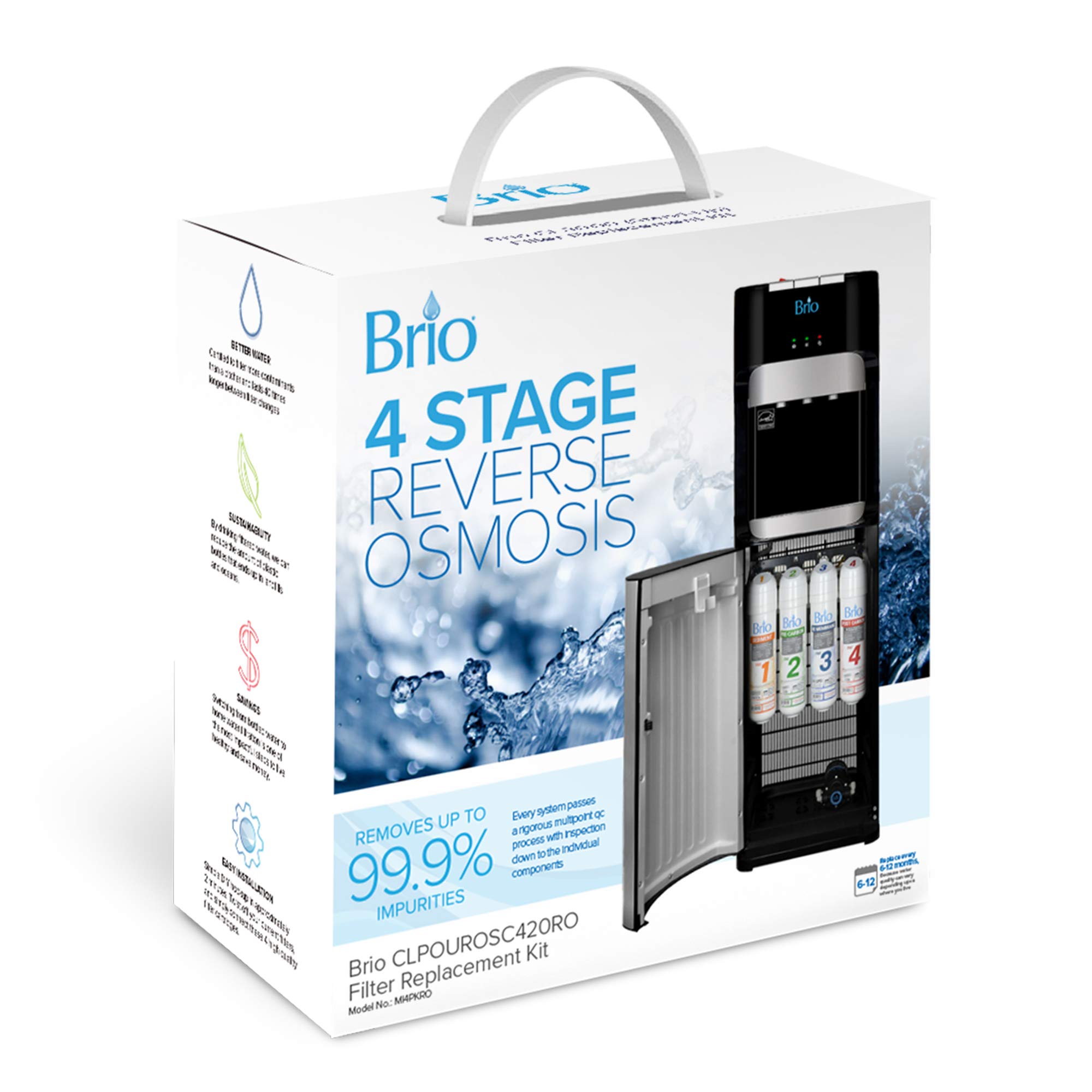 Brio 4-Stage Reverse Osmosis Water Filter Replacement Kit - Compatible with Model CLPOURO420SCV2 | Under Sink RO System | Pure Drinking Water for Home & Office