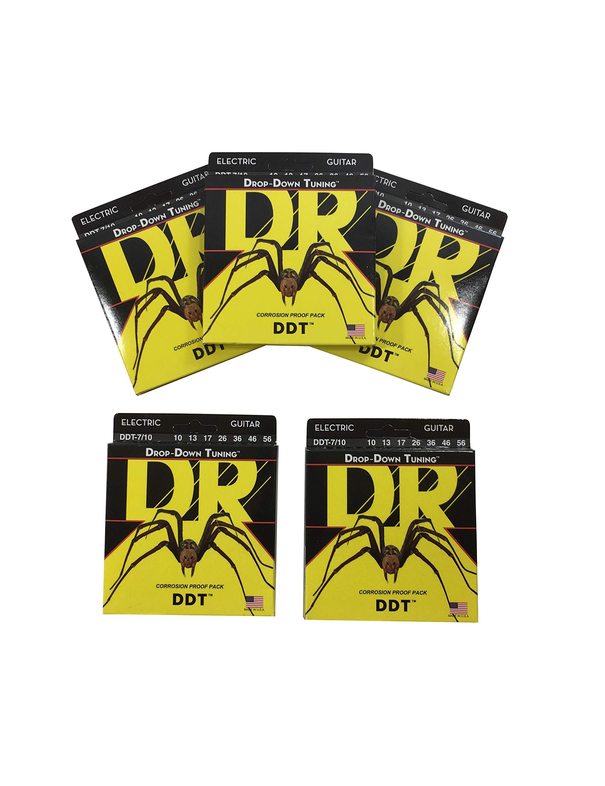 DR Guitar Strings Electric DDT 7-String Drop Down Tuning 10-56 Gauge (5 Pack) - Premium Nickel Wound Strings for Heavy Metal, Rock & Extended Range Guitars - Perfect for Stage Performance & Studio Recording