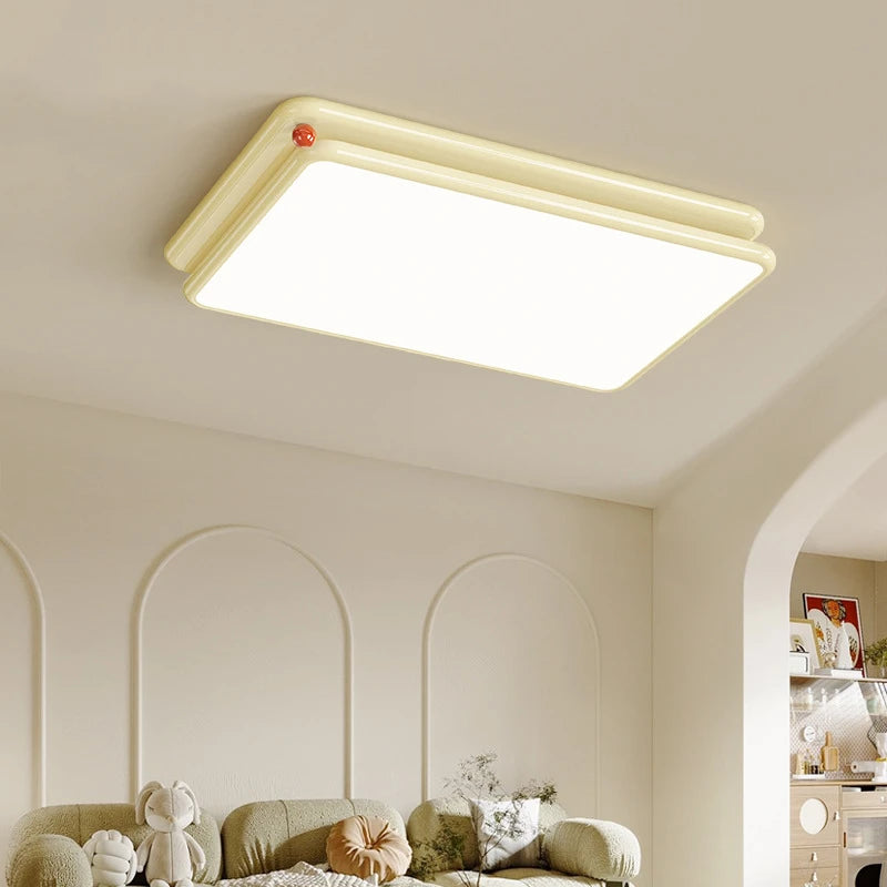 Nordic Style Cream White Ceiling Lamp - Modern Minimalist Lighting Fixture for Living Room, Bedroom, and Dining Room