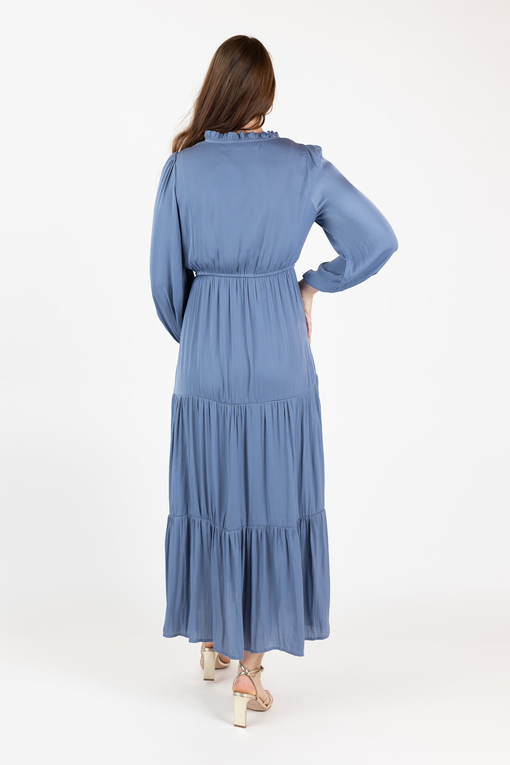 Shaye Satin Tiered Dress for Women - Elegant & Flowy Midi Dress with Ruffles - Perfect for Weddings, Parties & Special Occasions