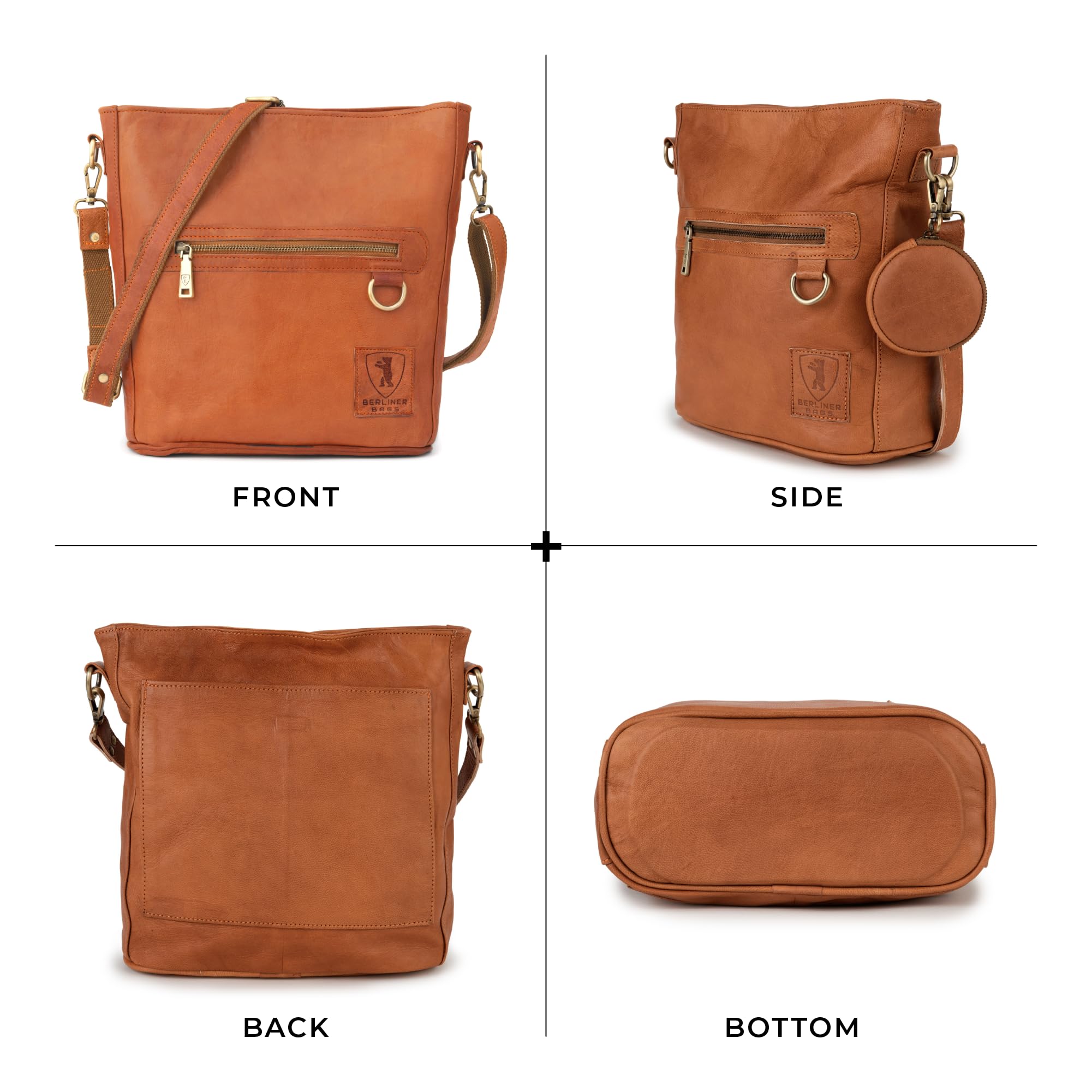 Vintage Genuine Leather Shoulder Bag for Women - BERLINER BAGS Siena Crossbody Purse | Stylish Handbag for Everyday Use, Travel & Date Night